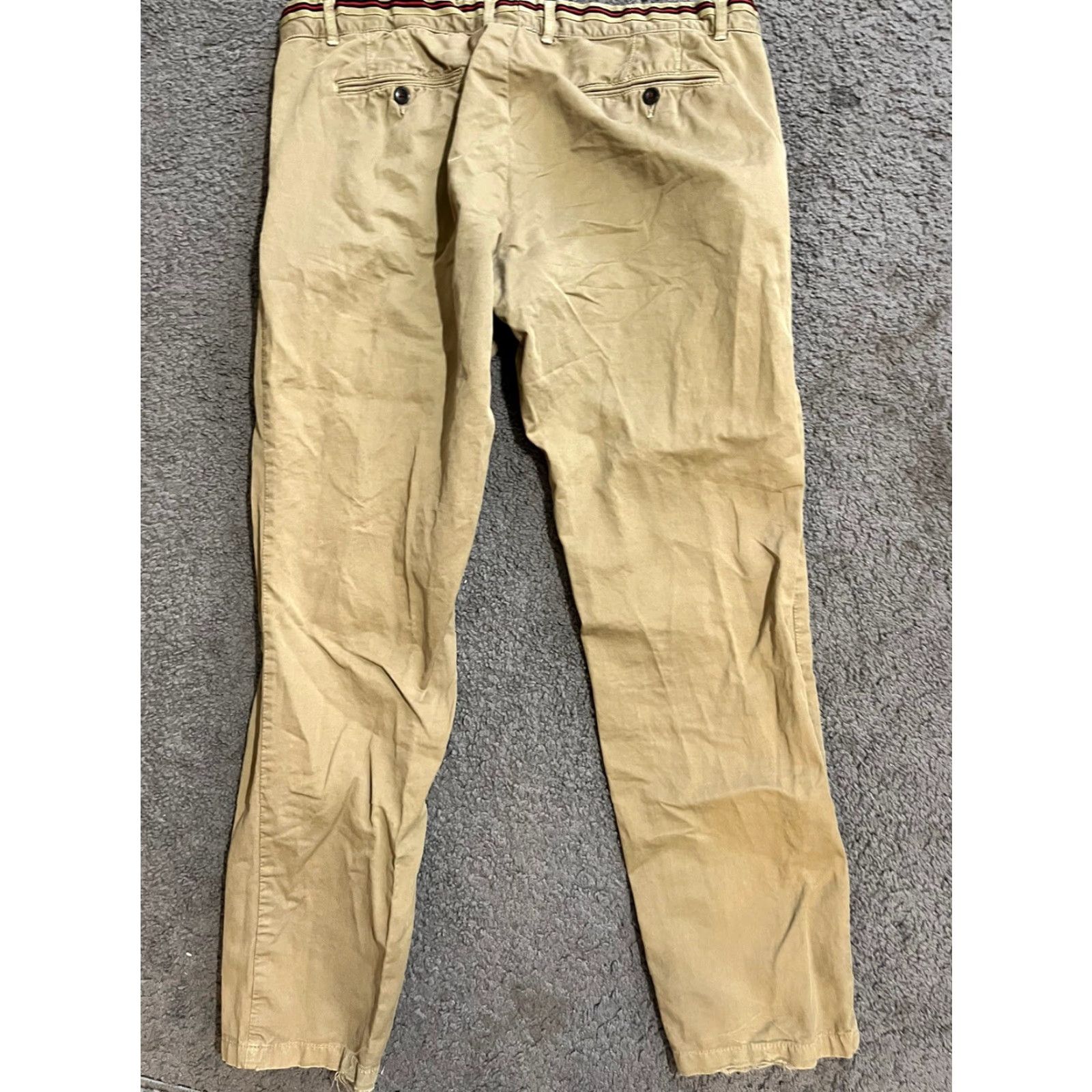 Zara ZARA Men Chino Pants Beige 40 Regular Inseam 33 Cotton Blend Flat Front Logo Basic Collection Classic USA Preppy Mens Size US 40 / EU 56 - 3 Thumbnail