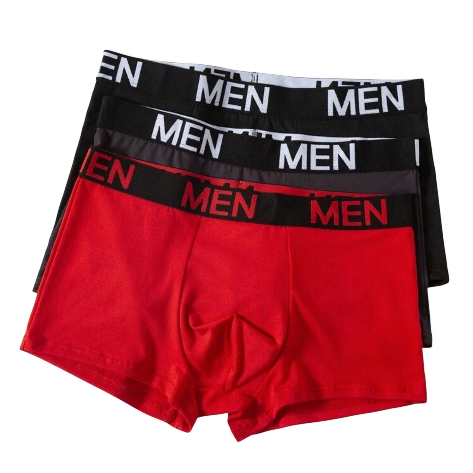 Shein 3 Pack Men's Solid Color Boxer Briefs in Black/Gray/Red, L Size US L / EU 52-54 / 3 - 1 Thumbnail