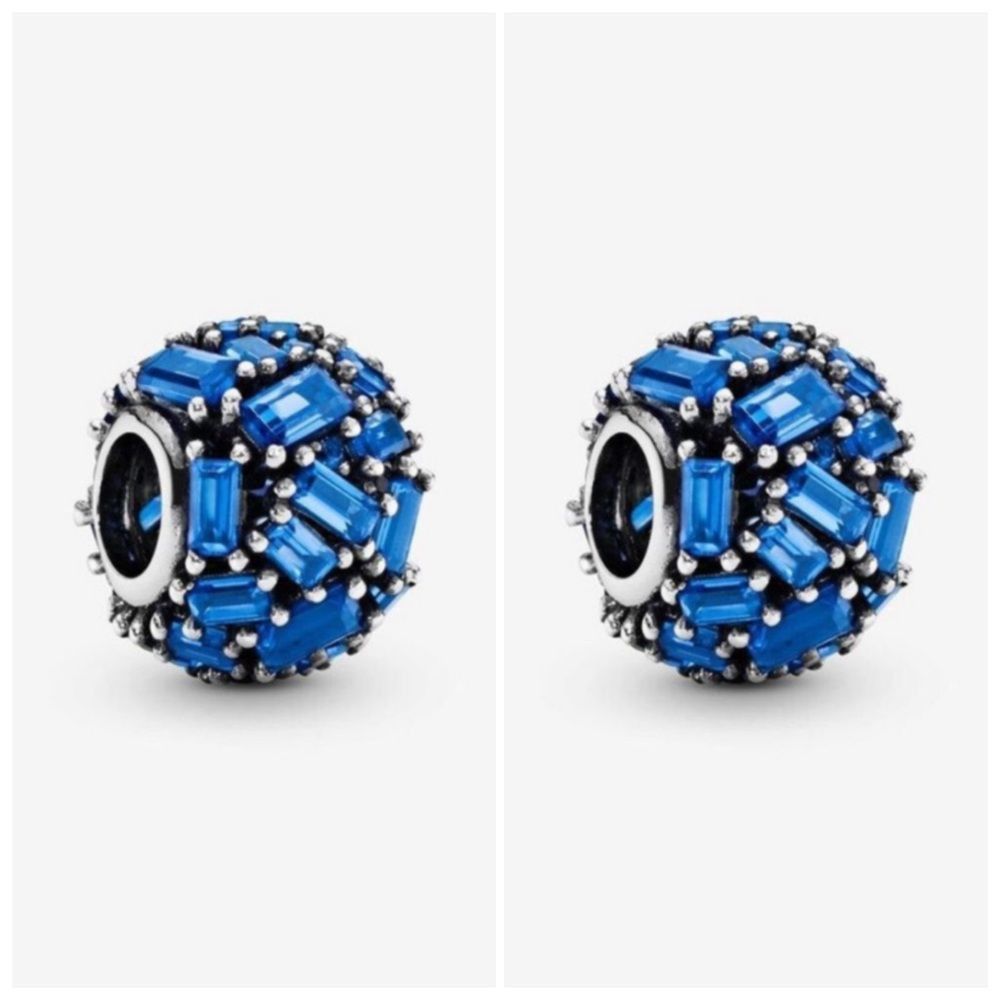 image of Pandora Blue Ice Cube Charm In Sterling Silver - Set Of 2, Women's
