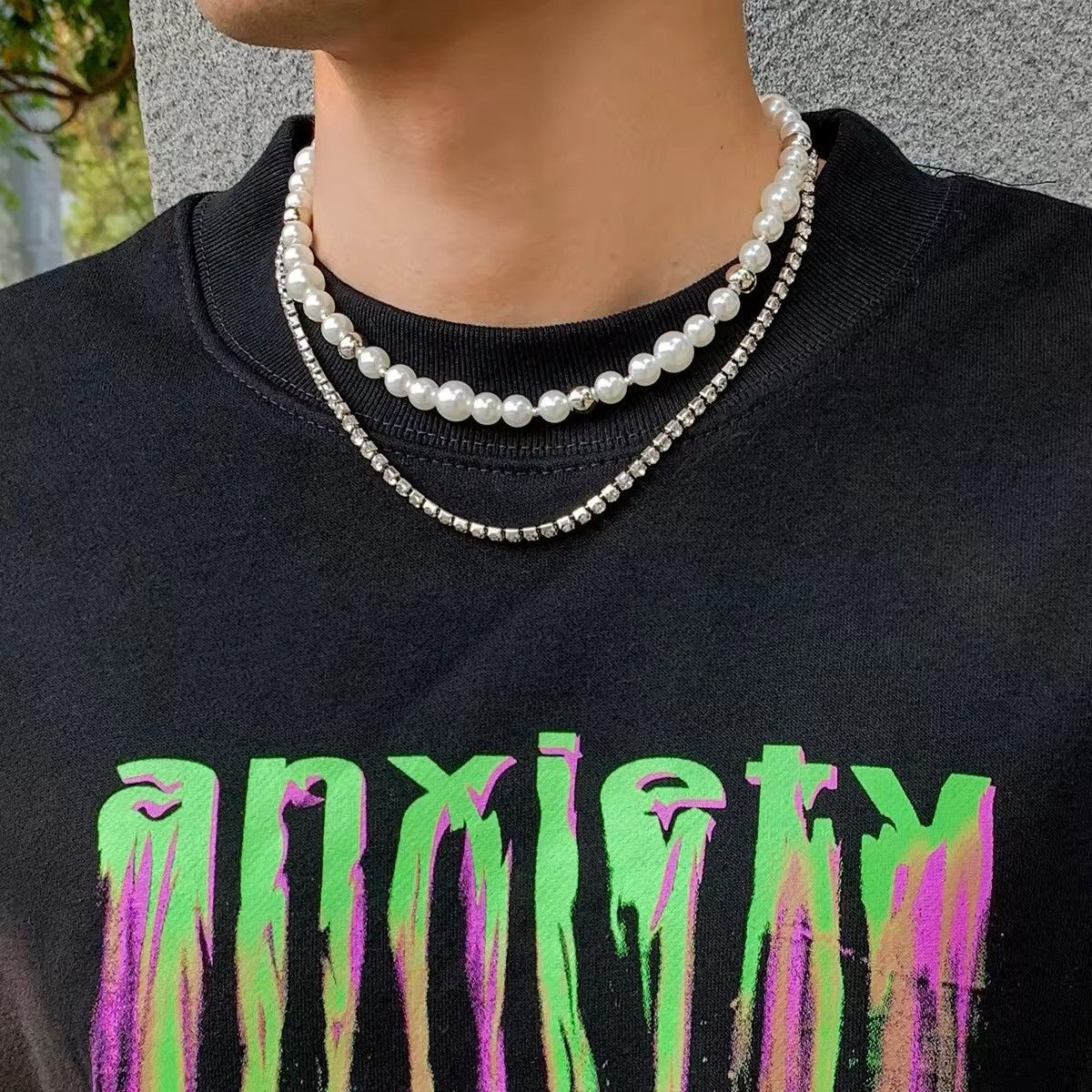 Other Retro Punk Pearl Necklace Diamond Chain Size ONE SIZE - 1 Thumbnail