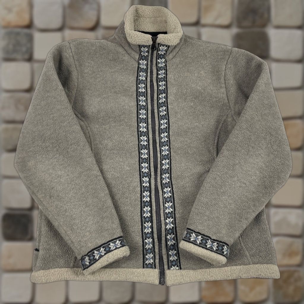Vintage VINTAGE Alf Kuhl Jacket Womens Medium Beige Fleece Hiking Ski Snowflake Acorns Logo Zip Front Size M / US 6-8 / IT 42-44 - 1 Thumbnail