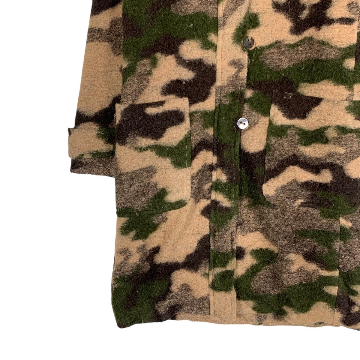 Japanese Brand FIROSA Wool Camo Long Coat Hooded Jacket #1354-C61 Size M / US 6-8 / IT 42-44 - 3 Thumbnail