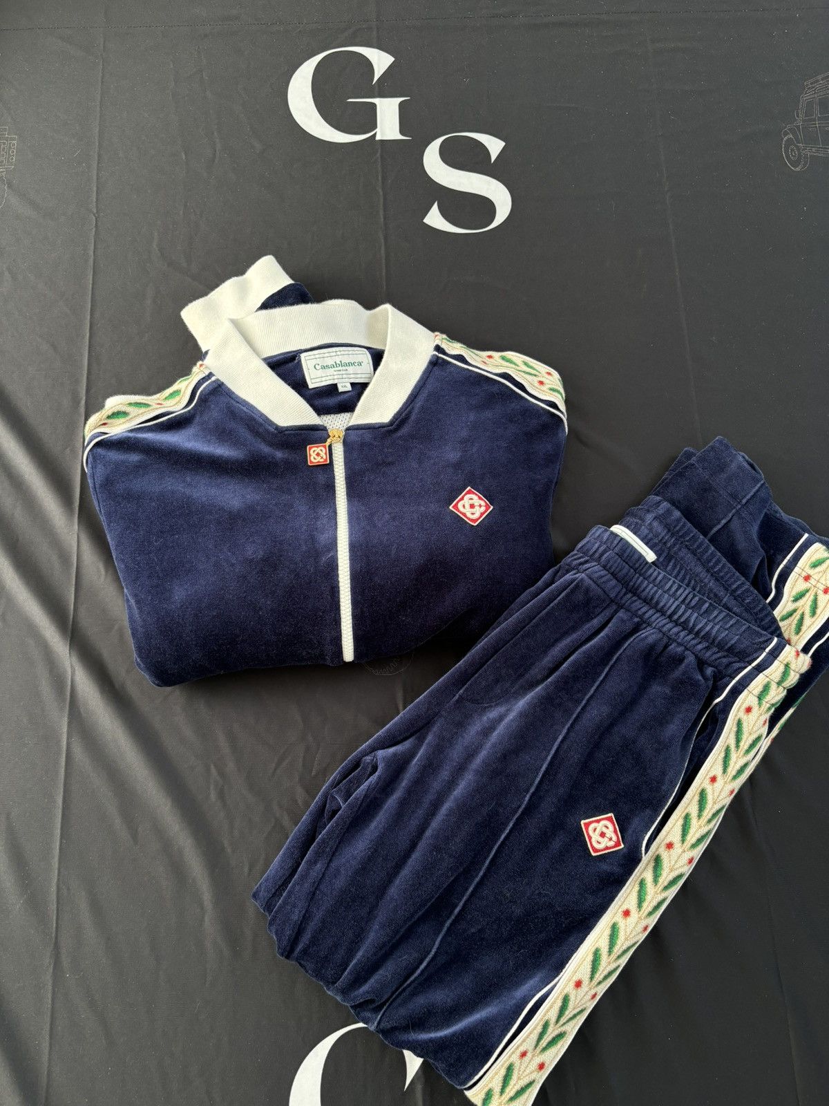 Casablanca Blue Velour Laurel Track Jacket