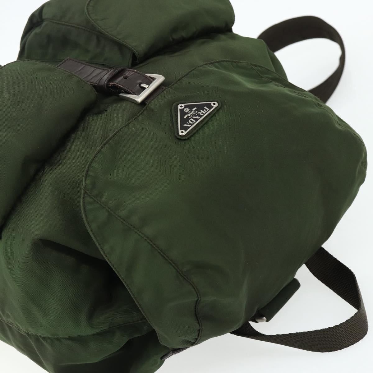 PRADA Backpack Nylon Silver Khaki Auth 176699 - Jerrillo display picture 2