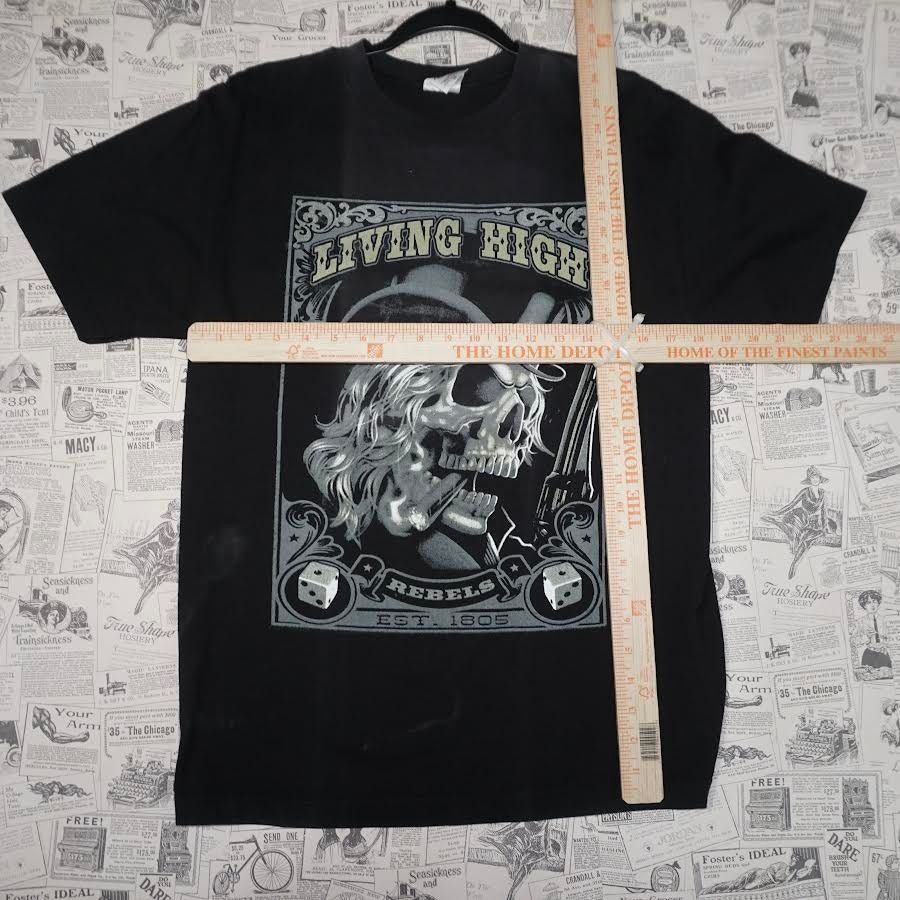 Vintage M - Vintage / Y2K 2000's Front Print Smoking Skull Poker Tee Size US M / EU 48-50 / 2 - 4 Thumbnail
