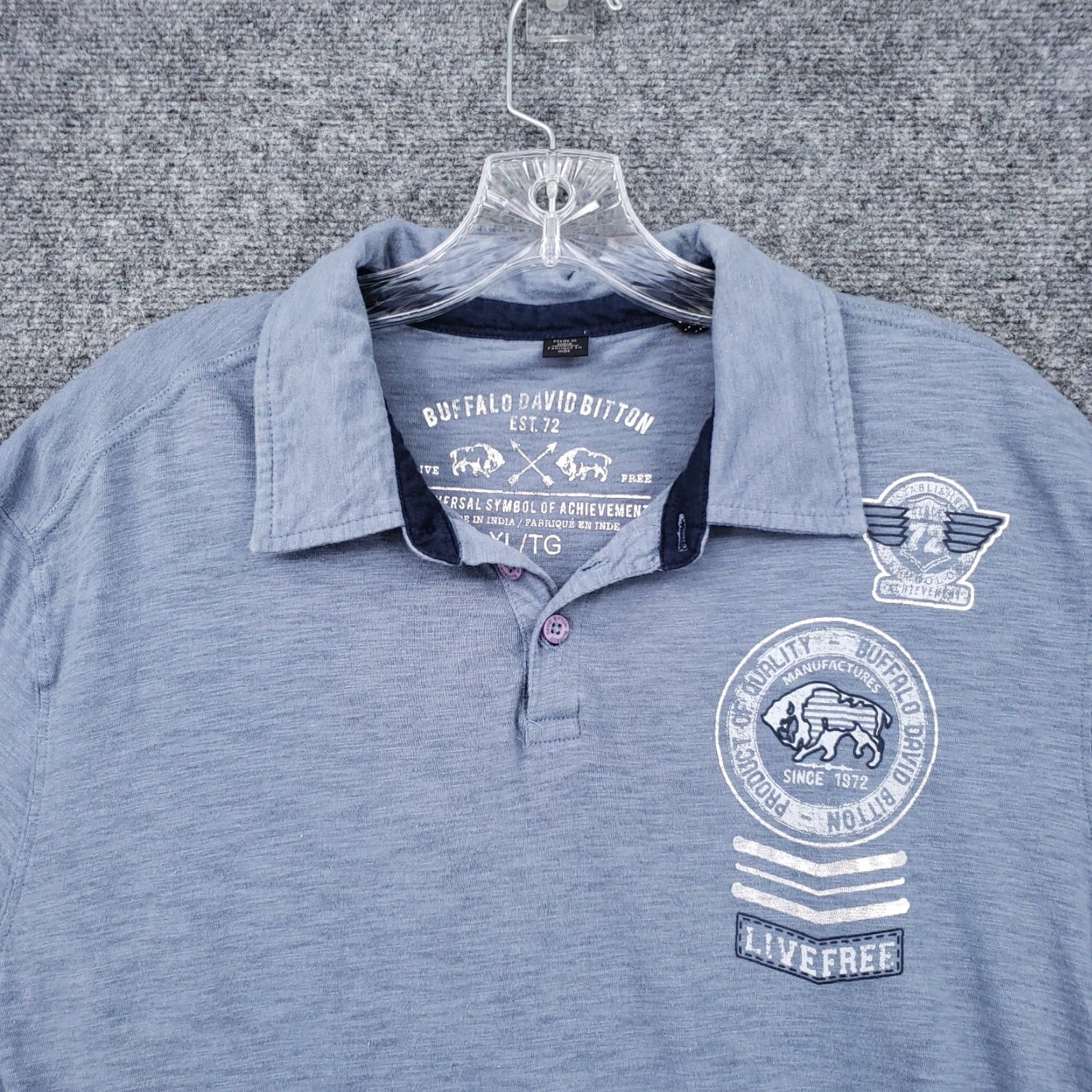 Buffalo David Bitton Buffalo David Bitton Polo Shirt Men XL Blue Short Sleeve Collared, Polo, Buffalo David Bitton, Men, XL, Blue Size US XL / EU 56 / 4 - 3 Thumbnail
