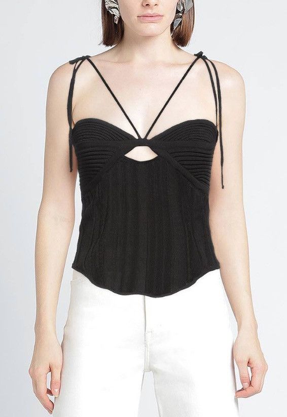 Andreadamo Knitted cut out tank top in black Size XS