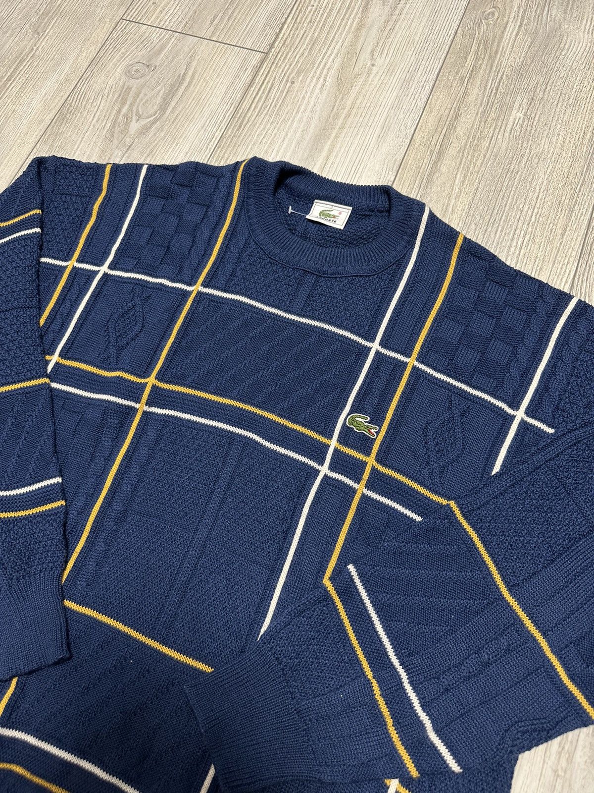 Lacoste Vintage Lacoste Wool Cabel Knit Sweater 90s Old Money Size US XXL / EU 58 / 5 - 2 Thumbnail