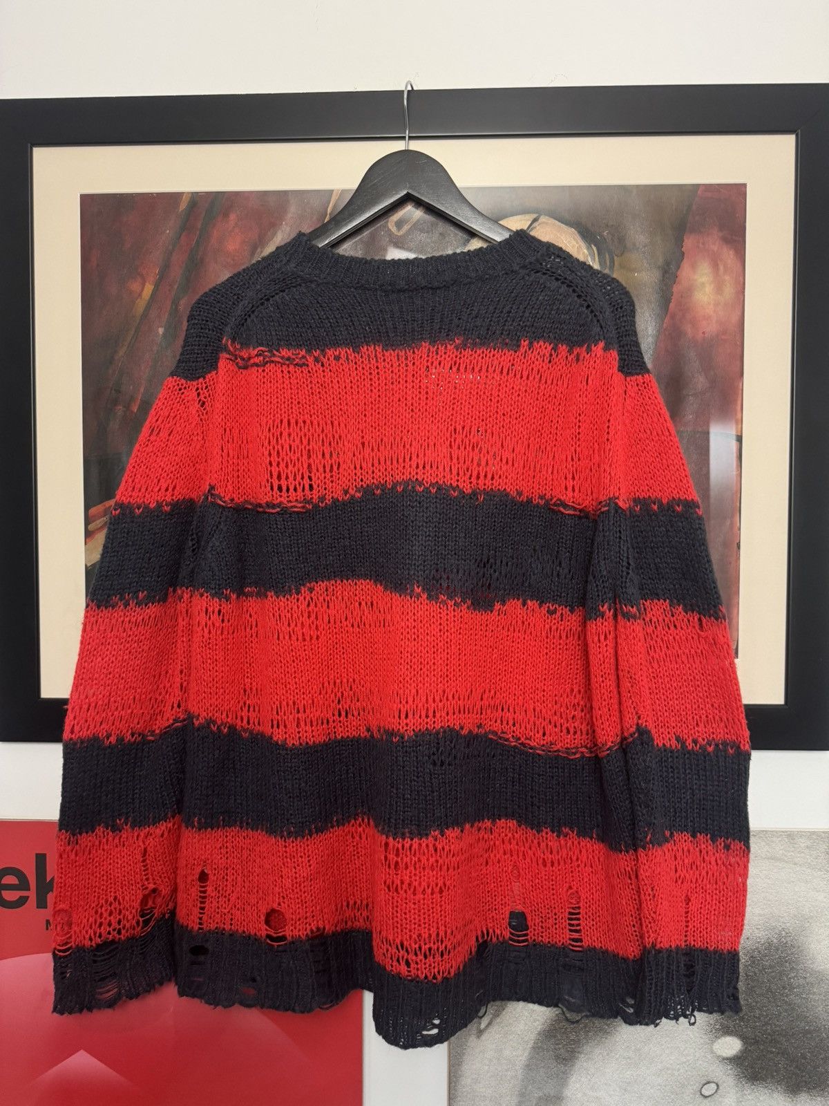 Red Kurt Cobain Wool Sweater RARE GRAIL Acne Mohair Distressed