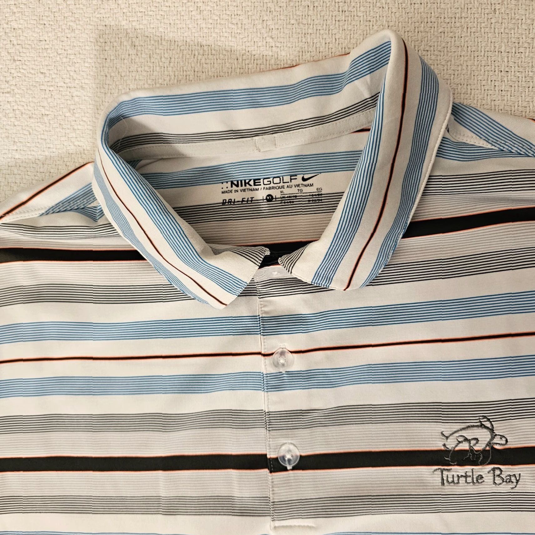 Nike Nike Shirt Men's XL White Stripe Multicolor Dri-Fit Performance Polo Golf Size US XL / EU 56 / 4 - 2 Thumbnail