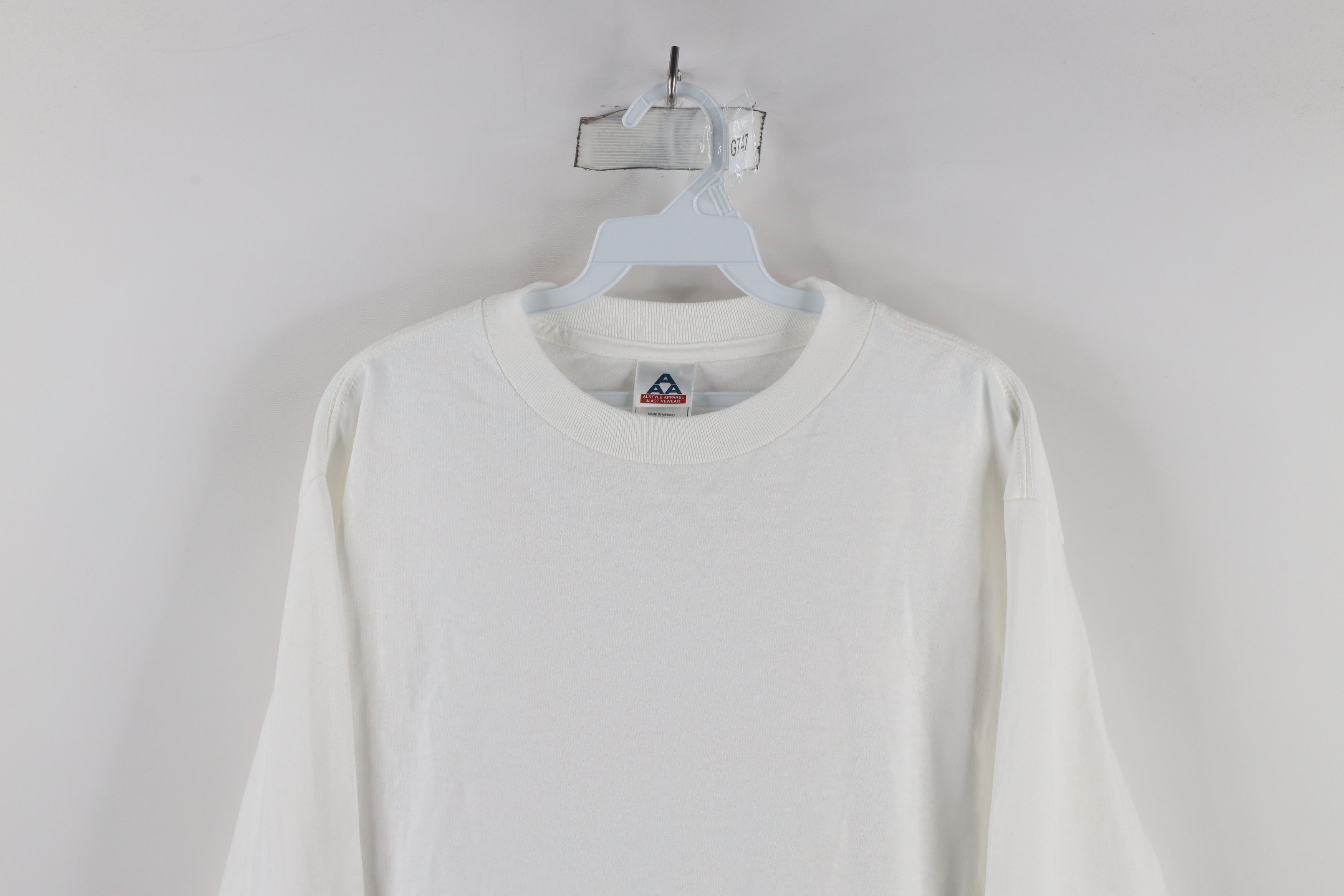Vintage Vintage 90s Streetwear Cotton Long Sleeve T-Shirt White Size US M / EU 48-50 / 2 - 2 Thumbnail