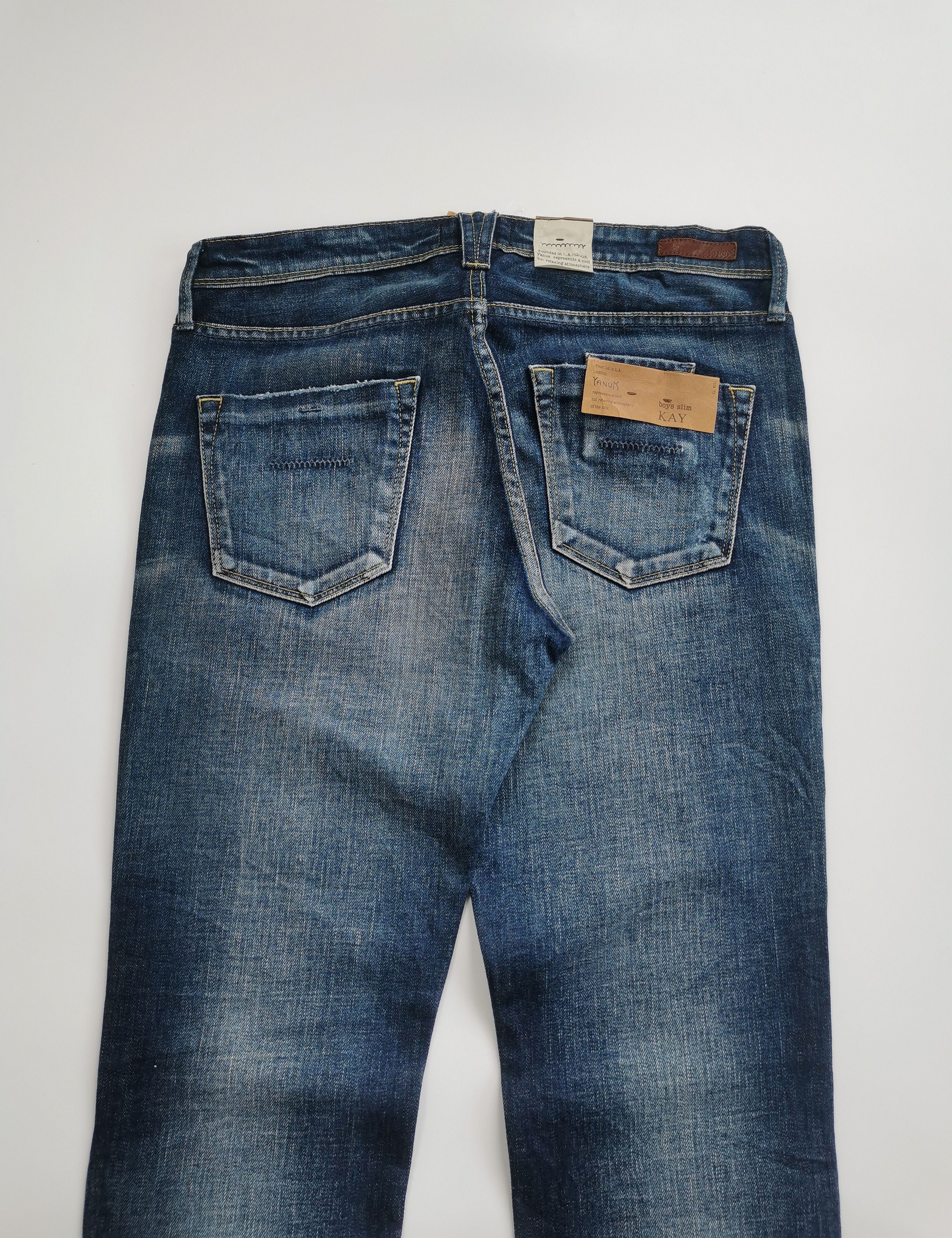 Kapital Yanuk "Dino Rule" Distressed Slim Straight Denim Jeans (NWT) Size US 31 - 6 Thumbnail