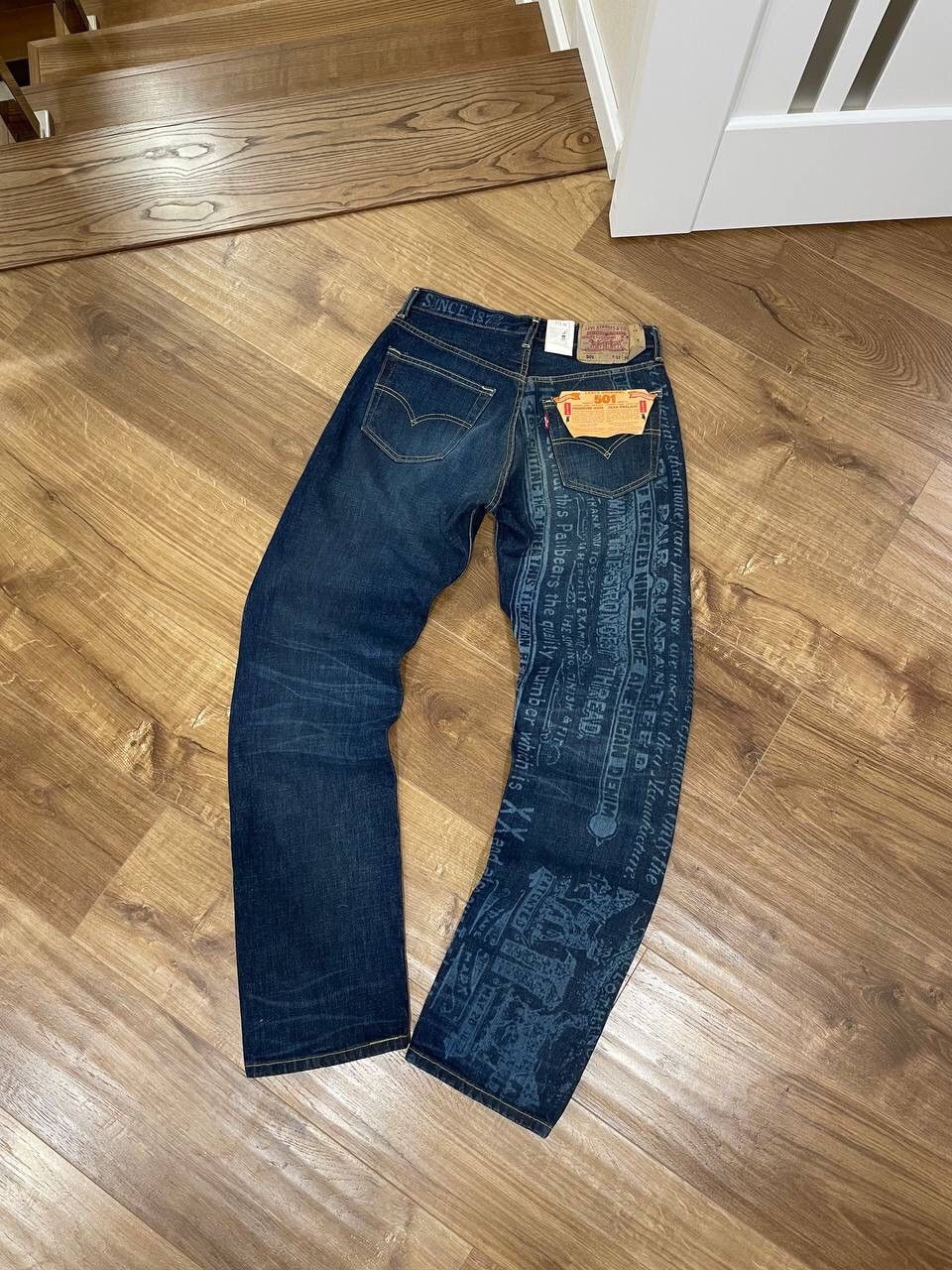 image of Levis x Vintage Y2K Levi’S 501 Printed Limited Denim Jeans Size 30 in Blue, Men's