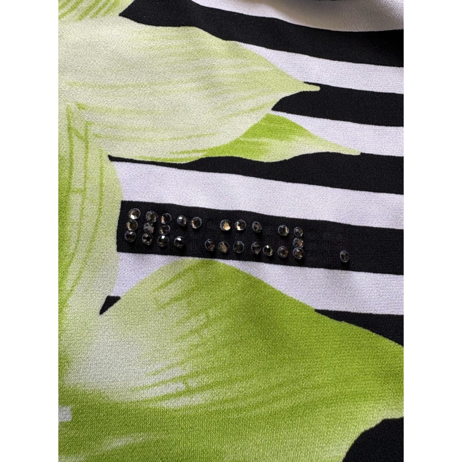 Vintage VINTAGE Picadilly Top Womens Large Black White Striped Floral Blouse Size L / US 10 / IT 46 - 4 Thumbnail