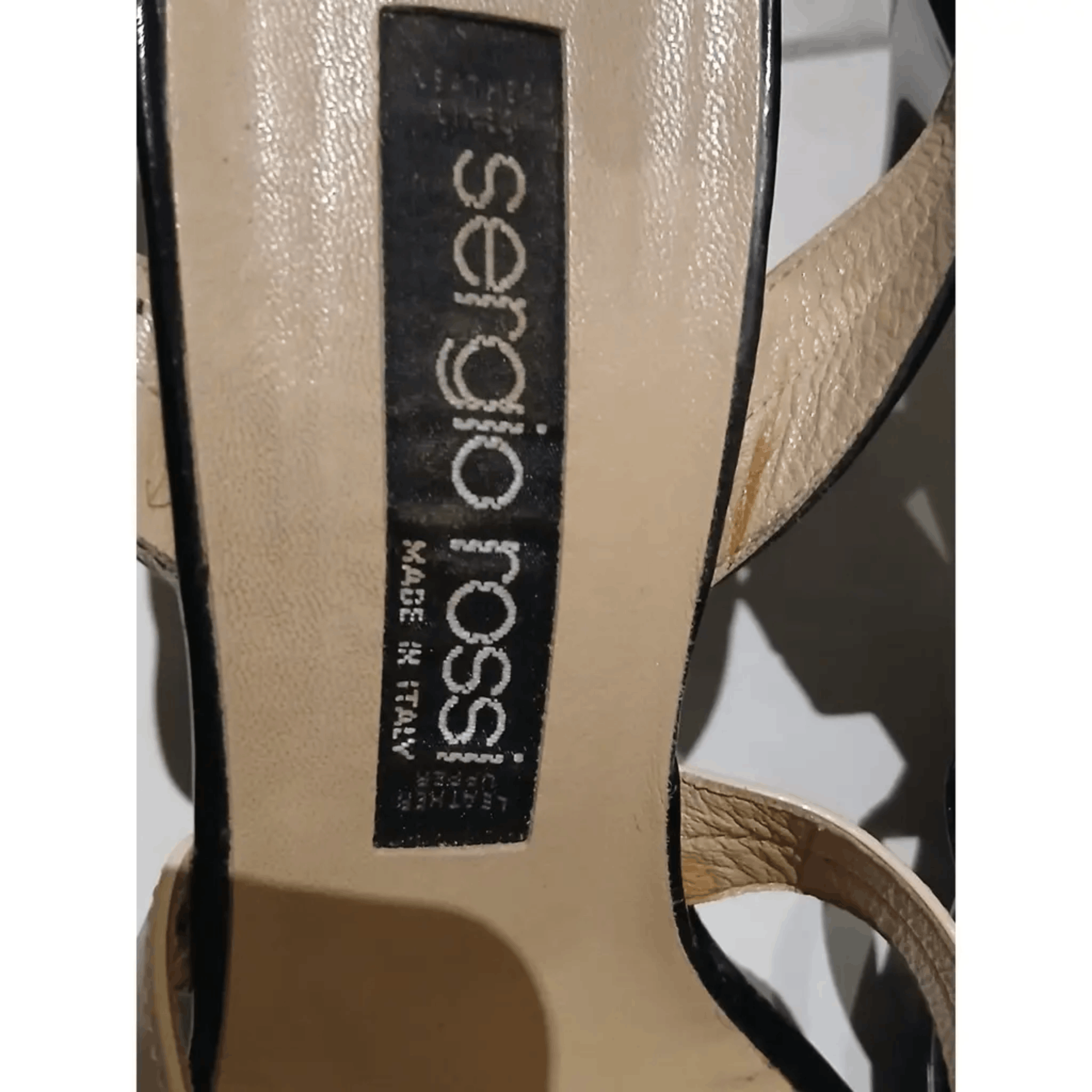 Sergio Rossi Sergio Rossi Patent Leather Strap Heels Black / Cream Size US 7 / IT 37 - 8 Thumbnail