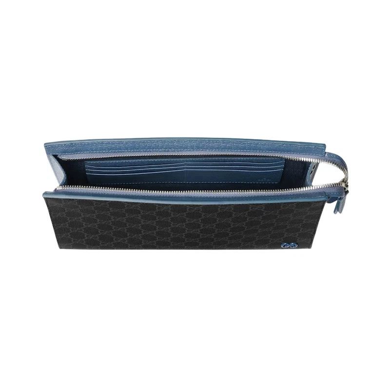 Gucci GUCCI Black/Blue GG Canvas Small Pouch New & Authentic Size ONE SIZE - 5 Thumbnail