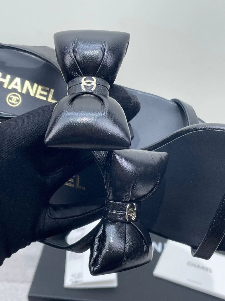 Chanel Chanel Black Bow Sandals Size 38.5 Size US 8 / IT 38 - 5 Thumbnail