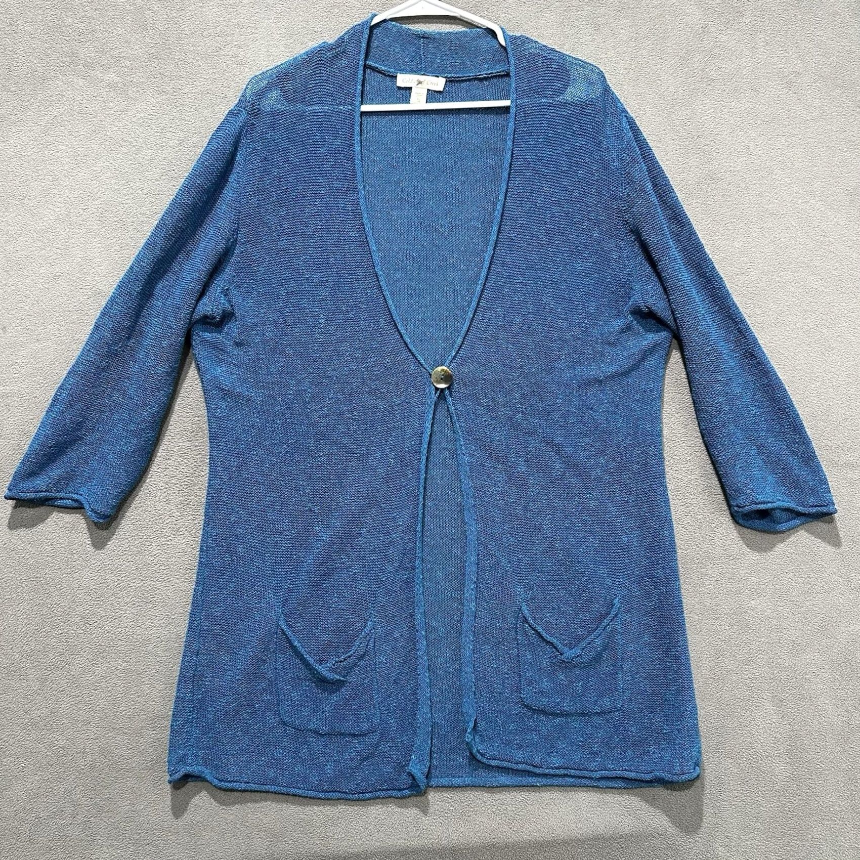 Coldwater Creek Coldwater Creek Cardigan Sweater Womens XL Blue Open Knit Button Linen Blend GUC Size XL / US 12-14 / IT 48-50 - 2 Thumbnail
