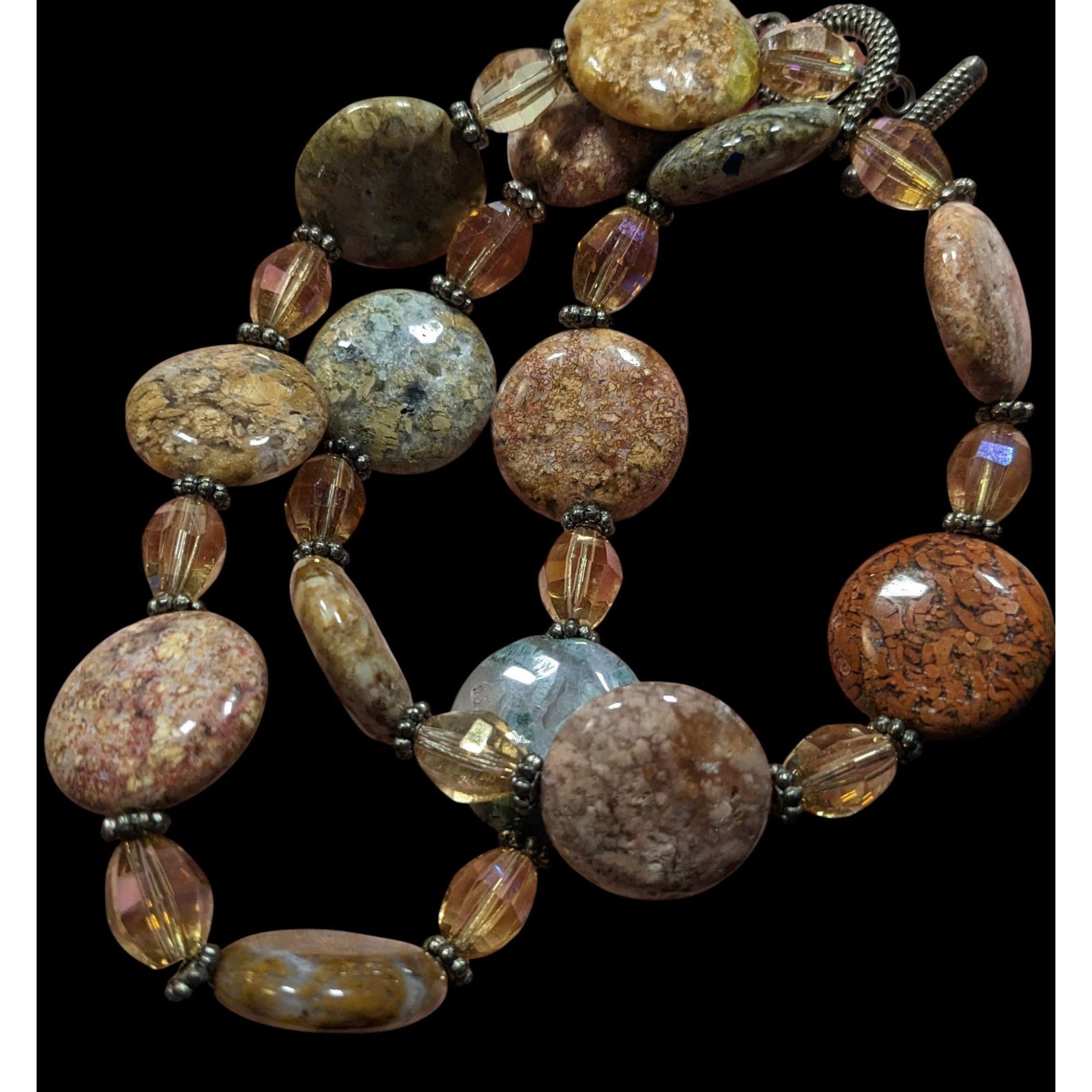 Other Natural Stone & Glass Beaded Necklace With Toggle Clasp Size ONE SIZE - 3 Thumbnail