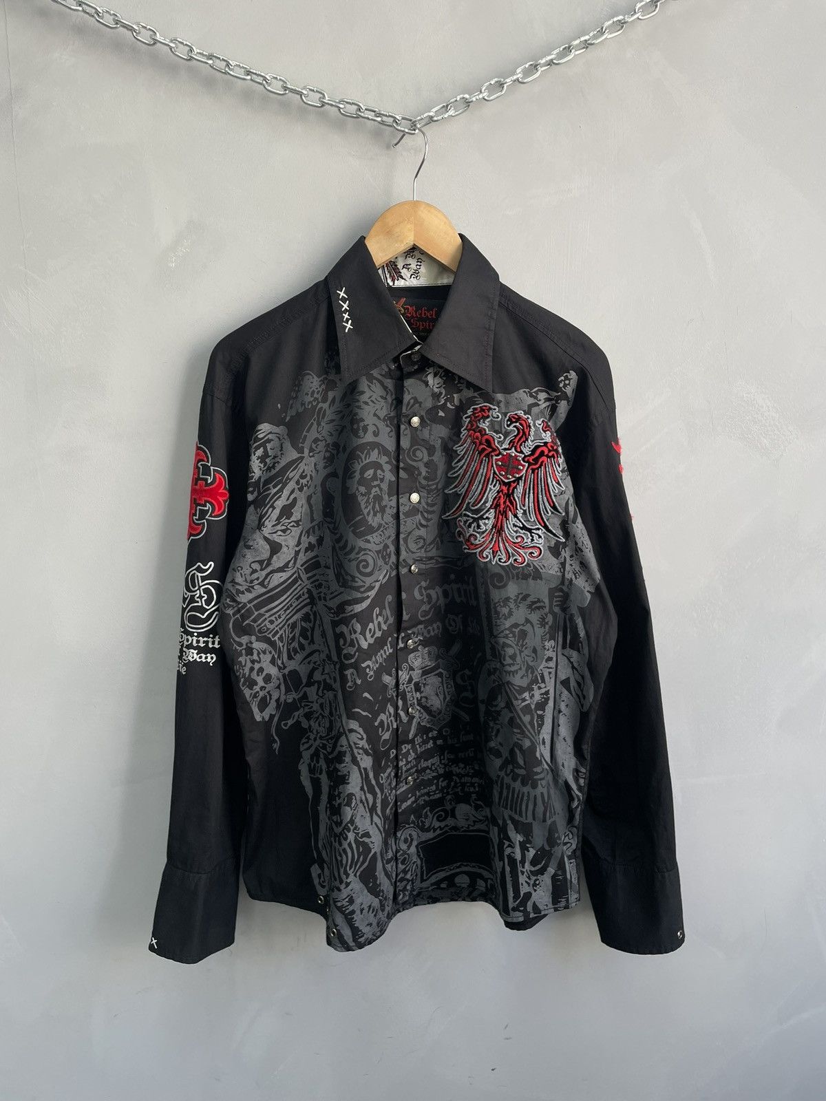 Affliction Skull punk grunge Affliction style shirt button up y2k Size US L / EU 52-54 / 3 - 1 Thumbnail