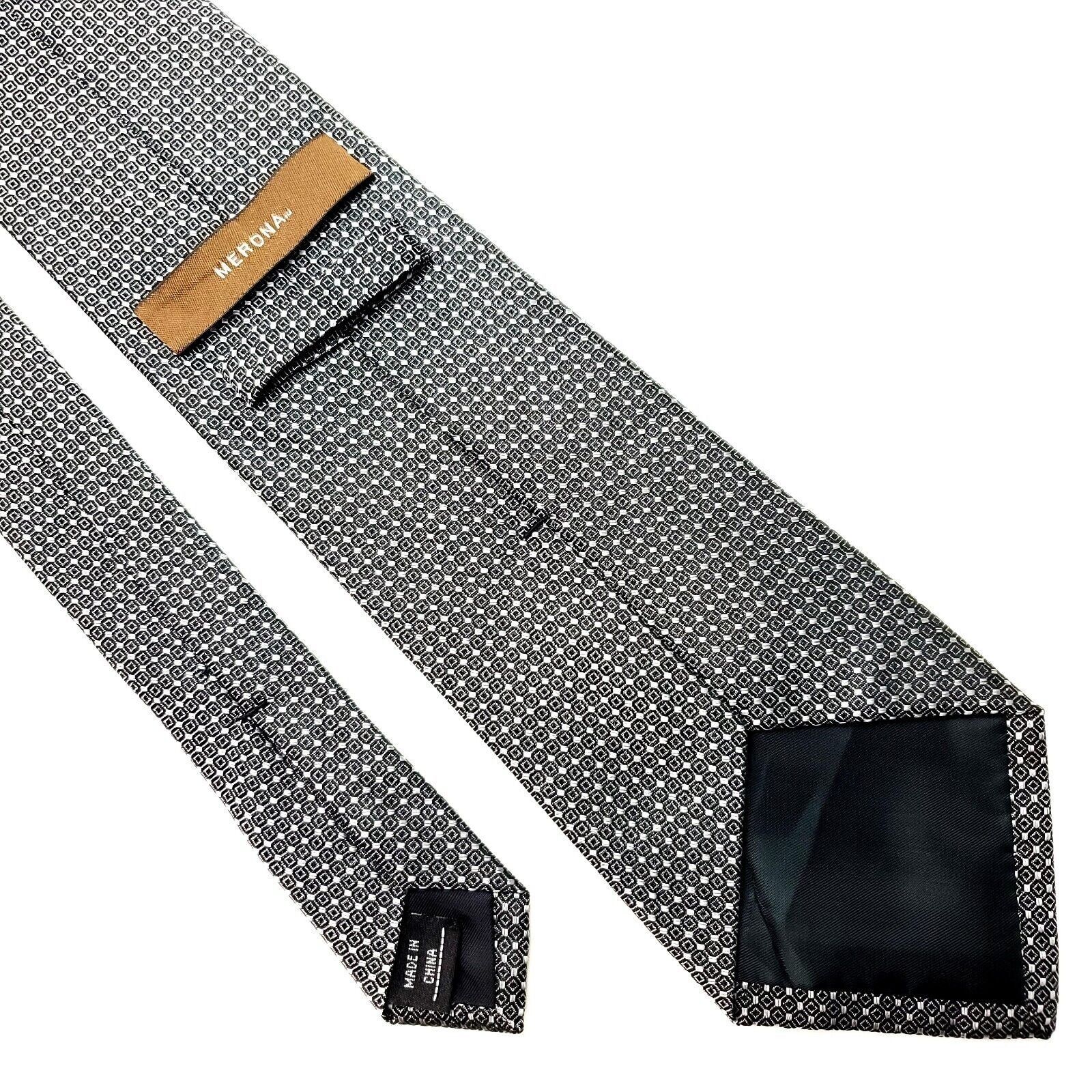 Merona Merona Silk Tie Woven Black White Geometric Size ONE SIZE - 3 Thumbnail