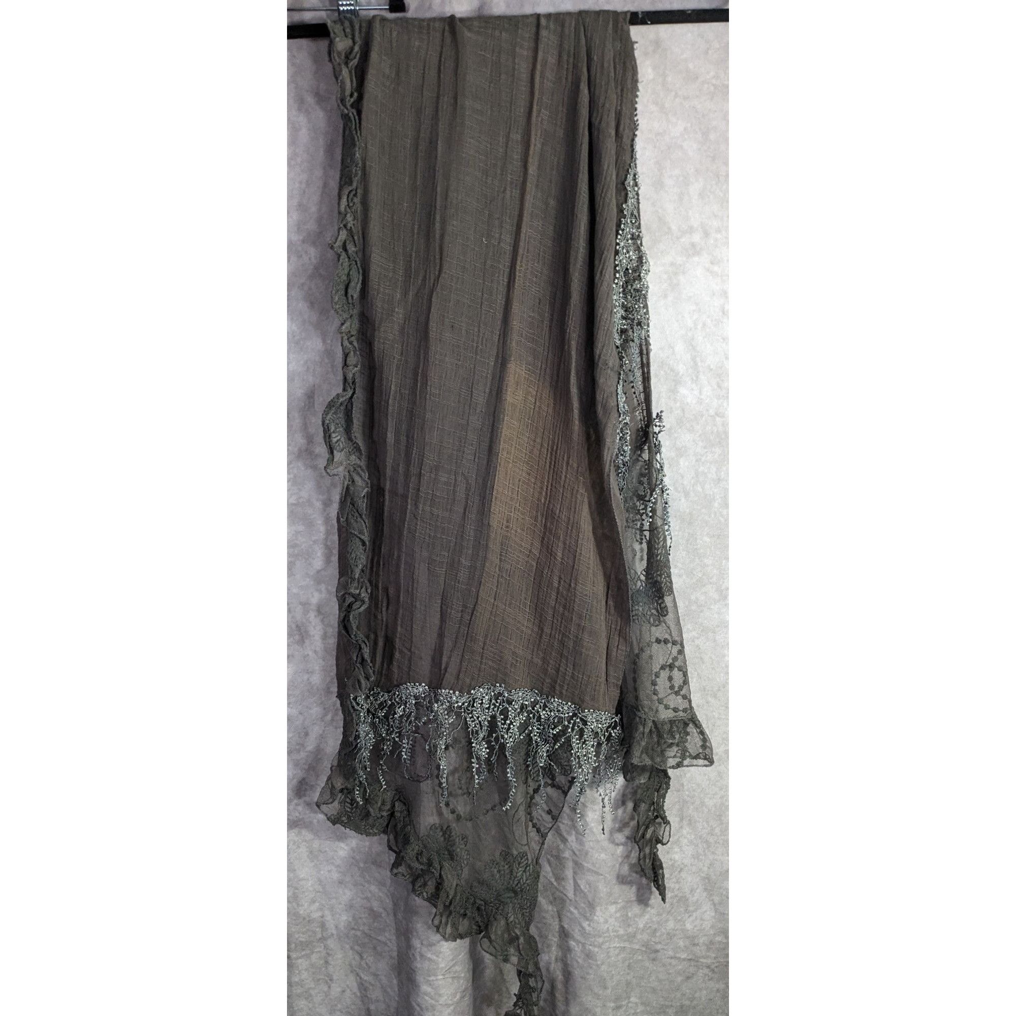 Other Victorian-Inspired Vintage Whimsygoth Gray Scarf With Lace D Size ONE SIZE - 10 Thumbnail