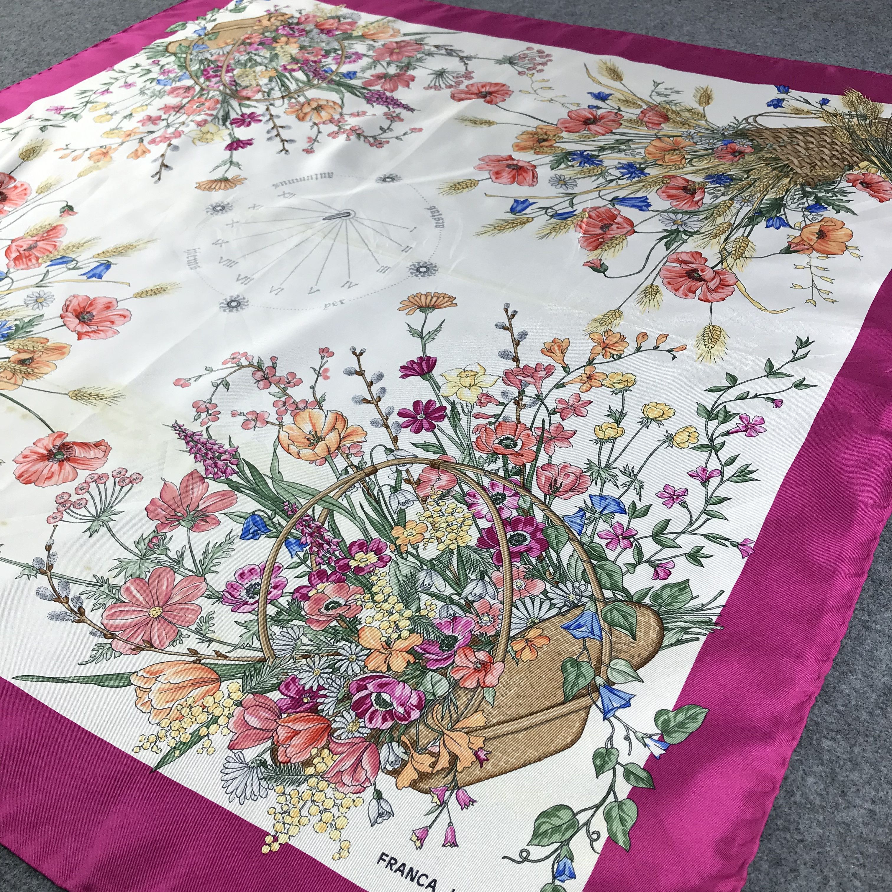 Vintage Franca Lariana Floral Silk Scarf M111 Size ONE SIZE - 4 Thumbnail