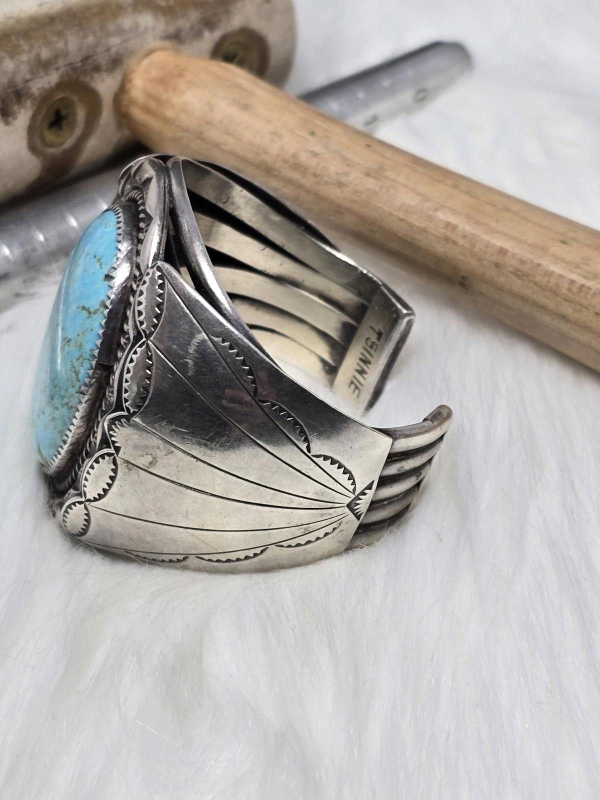 Other Orville Tsinnie Heavy Navajo 925 Silver Turquoise Cuff 100g Size ONE SIZE - 4 Thumbnail