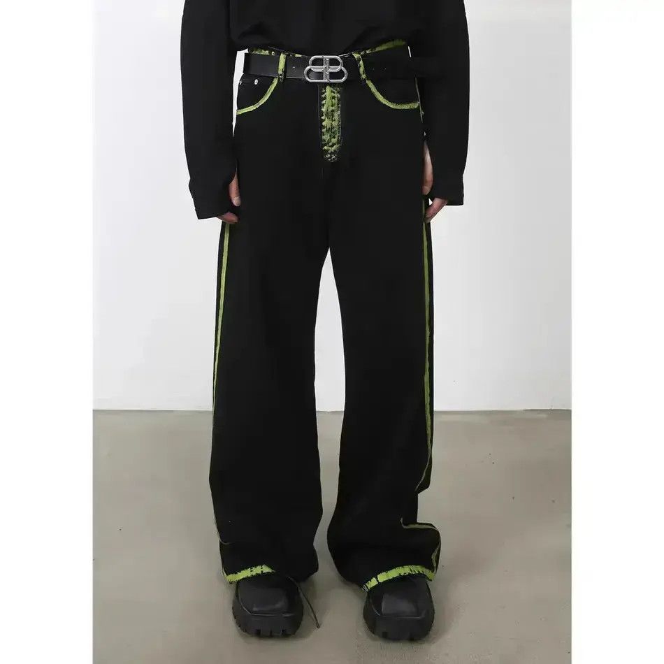 Japanese Brand Hand Painted Graffiti Black Denim Trousers Size US 32 / EU 48 - 1 Thumbnail