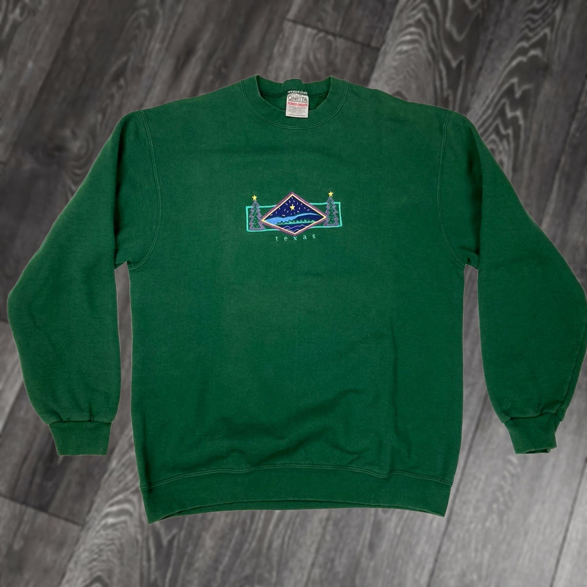 Vintage VINTAGE Oneita Sweatshirt Men Medium Green Embroidered Texas Holiday 90s Crewneck Size US M / EU 48-50 / 2 - 1 Thumbnail