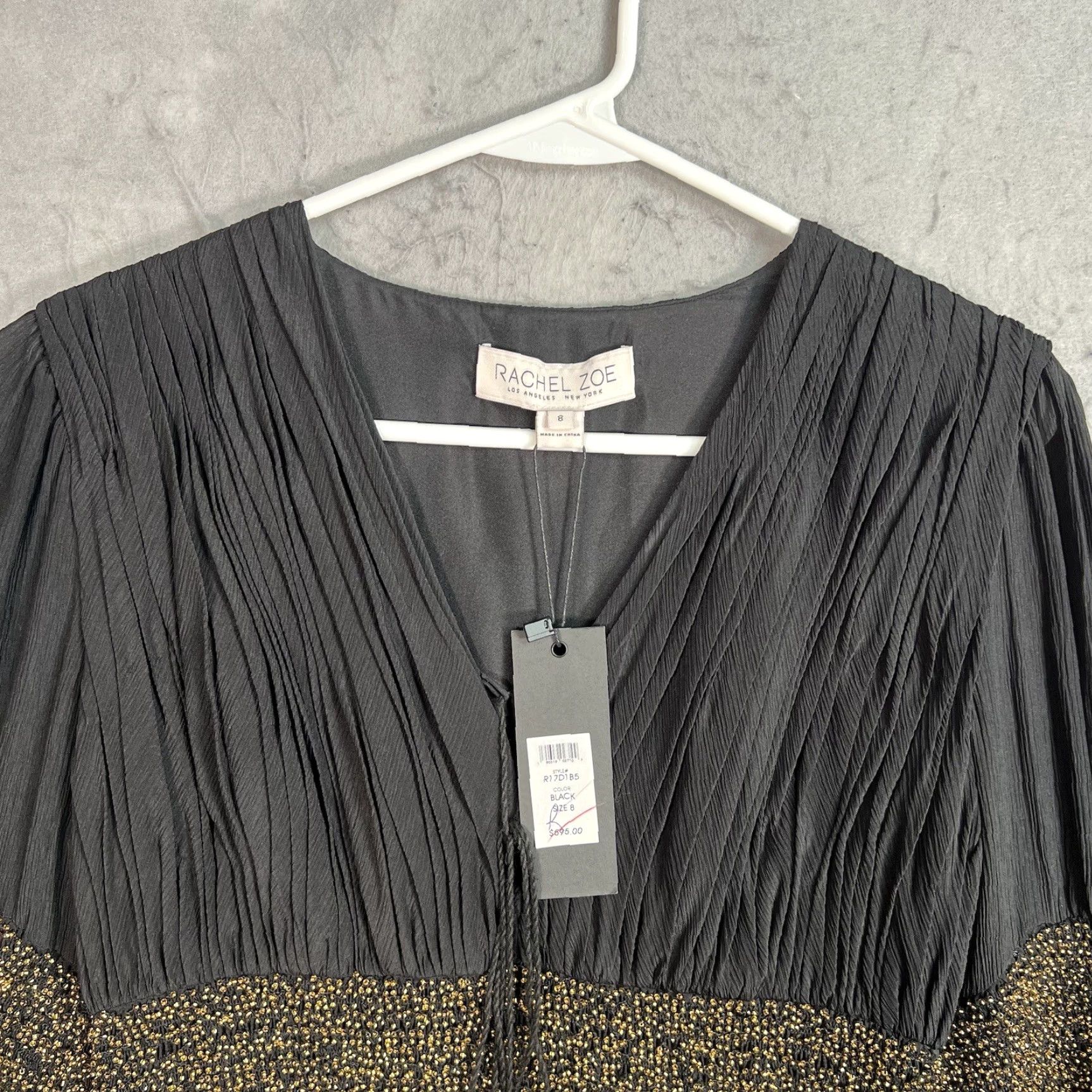 Rachel Zoe NWT Black Rachel Zoe Embellished Crinkled Silk Chiffon Dress Mini Size 8 Womens Size M / US 6-8 / IT 42-44 - 2 Thumbnail