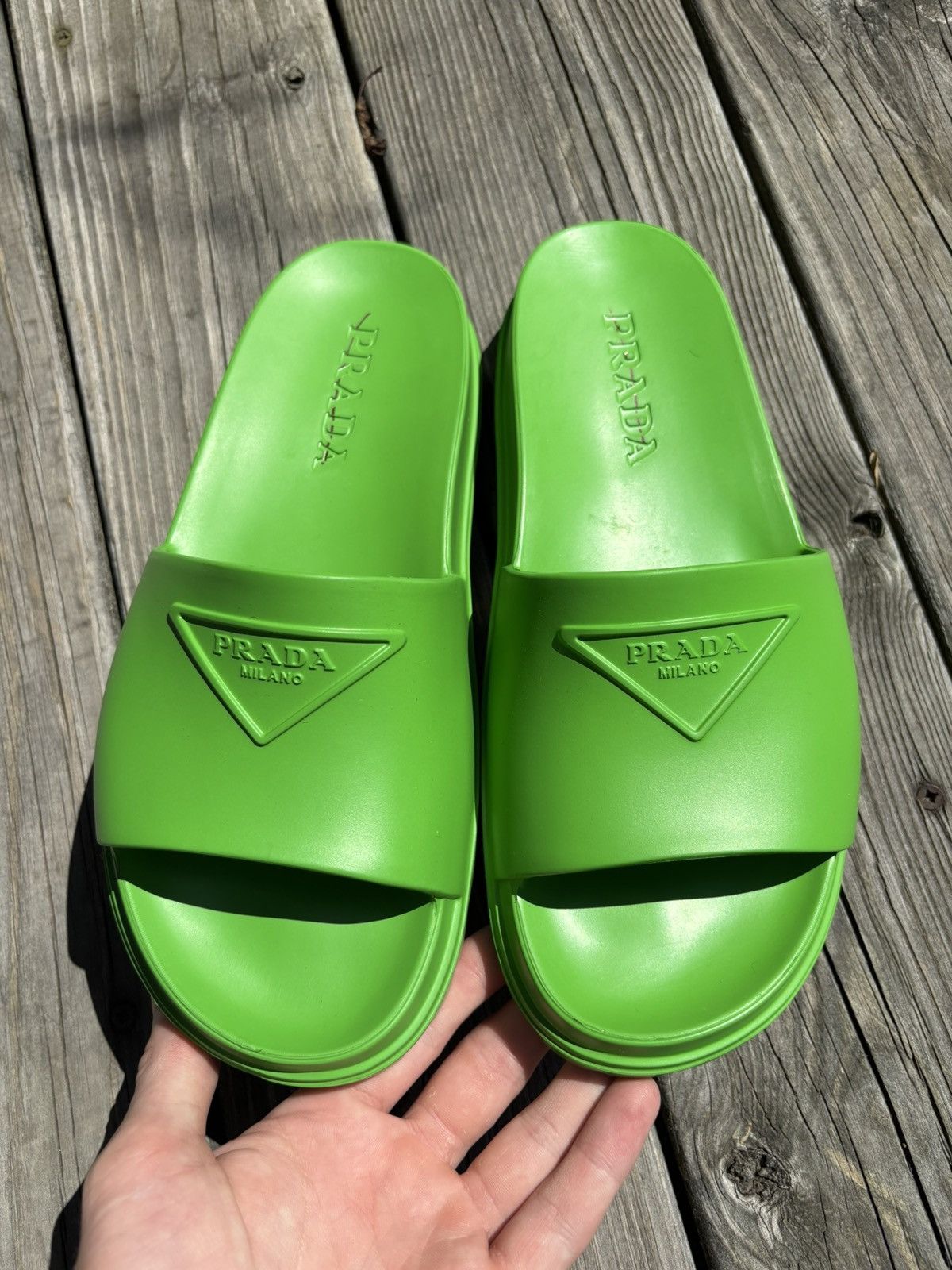Prada Prada Triangle Logo Rubber Slides Size US 8 / EU 41 - 4 Thumbnail