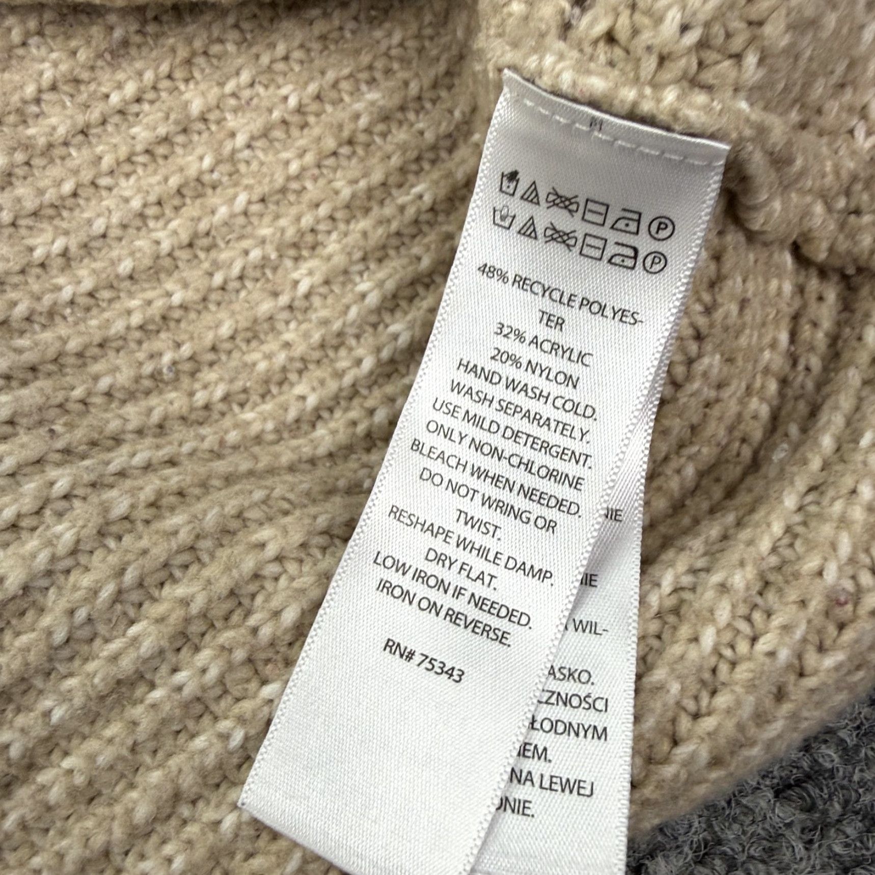 Vintage Cupcakes and Cashmere Collared Sweater Womens Large Beige Chunky Knit V Neck Size L / US 10 / IT 46 - 4 Thumbnail