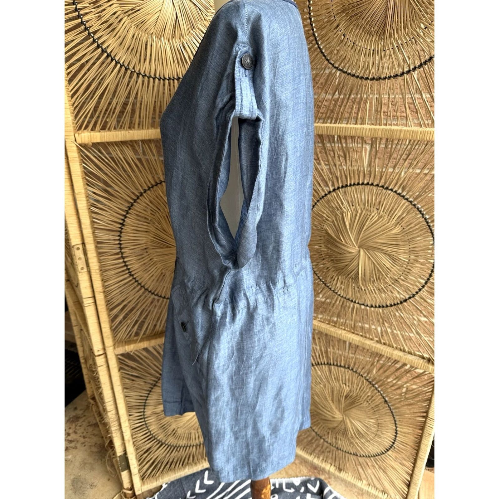 Rag & Bone rag & bone Dress Shirt Dress Linen Silk Blend Denim Color Size 4 Blue Knee Length Womens Size S / US 4 / IT 40 - 2 Thumbnail