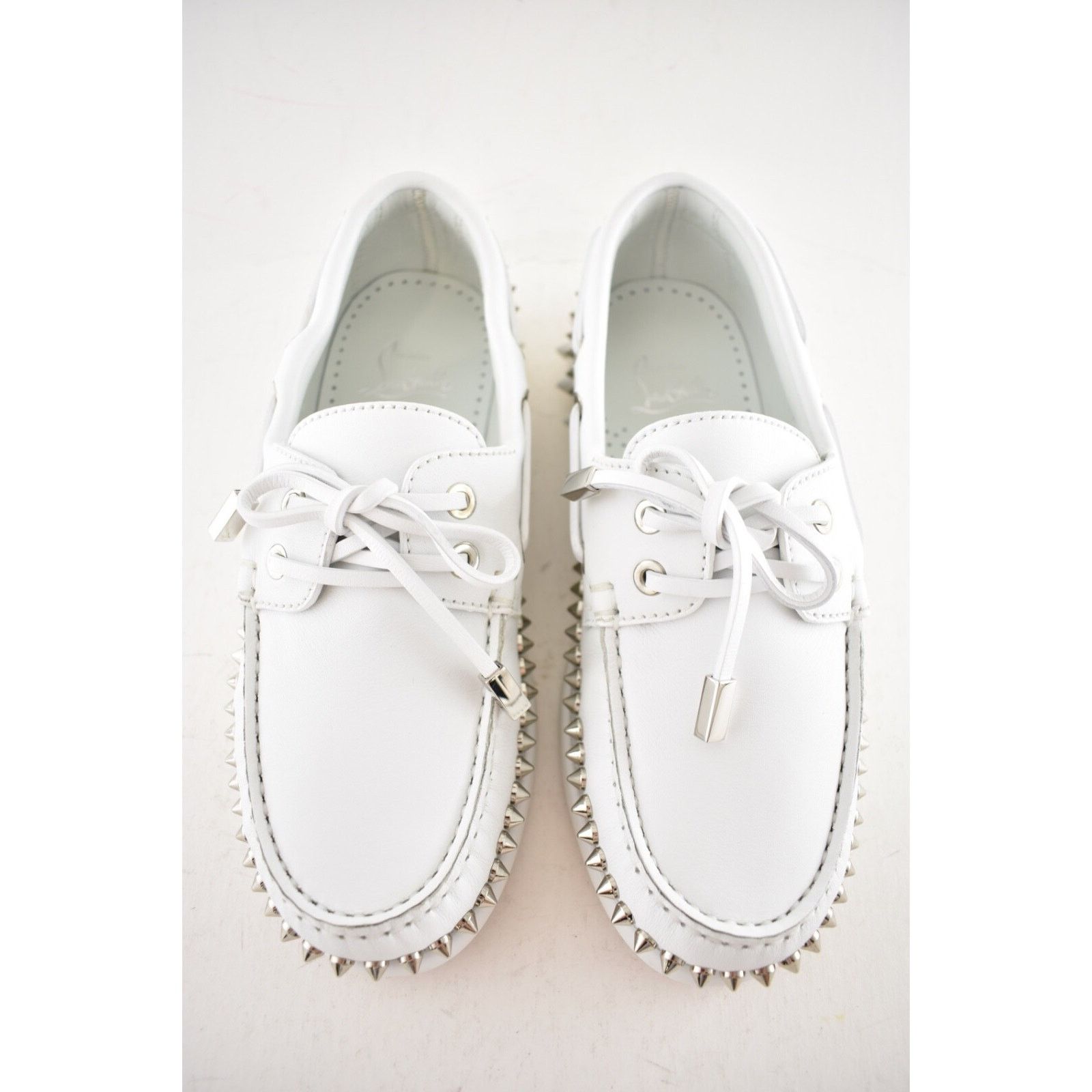 Christian Louboutin Christian Louboutin Gerockel Donna Flat White Leather Boat Size US 7.5 / IT 37.5 - 9 Thumbnail