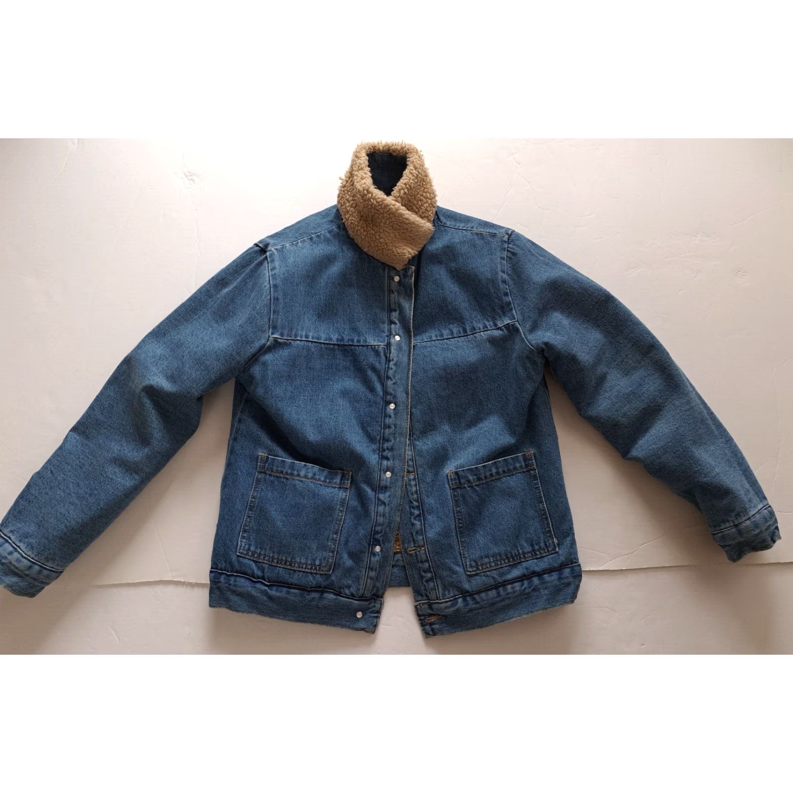 Forever 21 FOREVER 21 Woman Reversible Bomber Jacket Blue Canvas 90s Faux Fur Full Button Medium Size 32" / US 10 / IT 46 - 5 Thumbnail