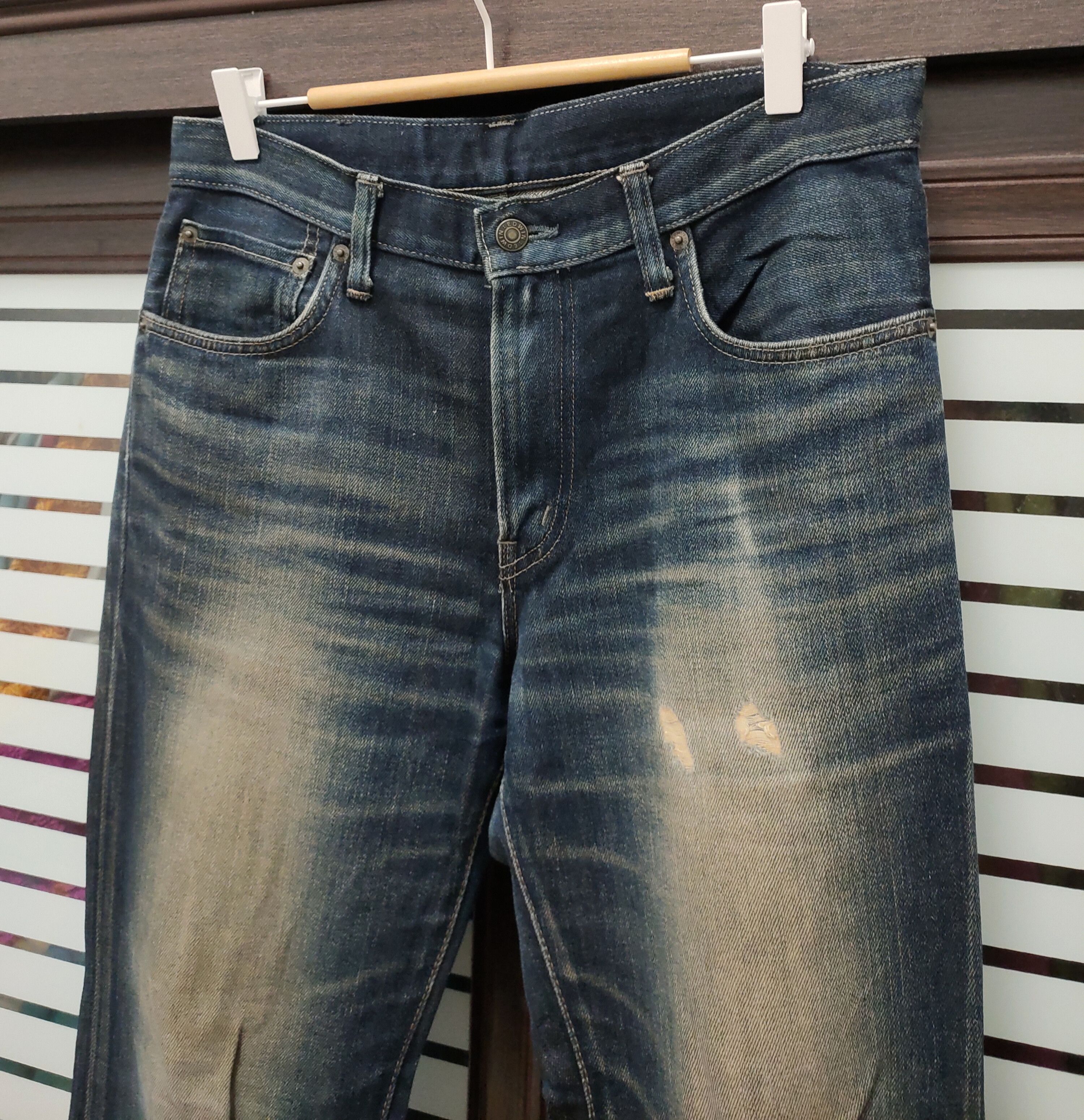 Japanese Brand 💥 Flared Distressed Edwin Japanese Brand Jeans💥 Size US 33 - 5 Thumbnail