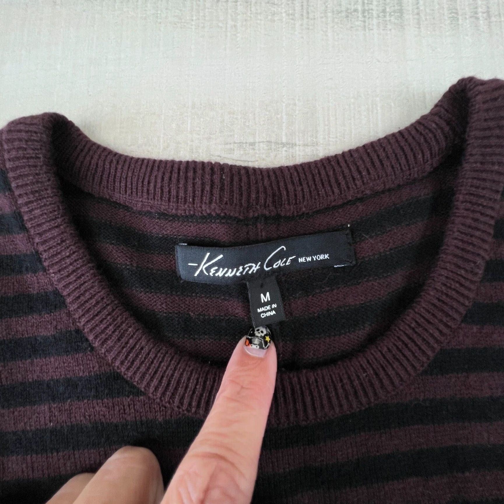 Kenneth Cole Kenneth Cole Women's Medium Multicolor Striped Pullover Sweater Cashmere Blend Crew Neck Long Sleeve Size M / US 6-8 / IT 42-44 - 3 Thumbnail