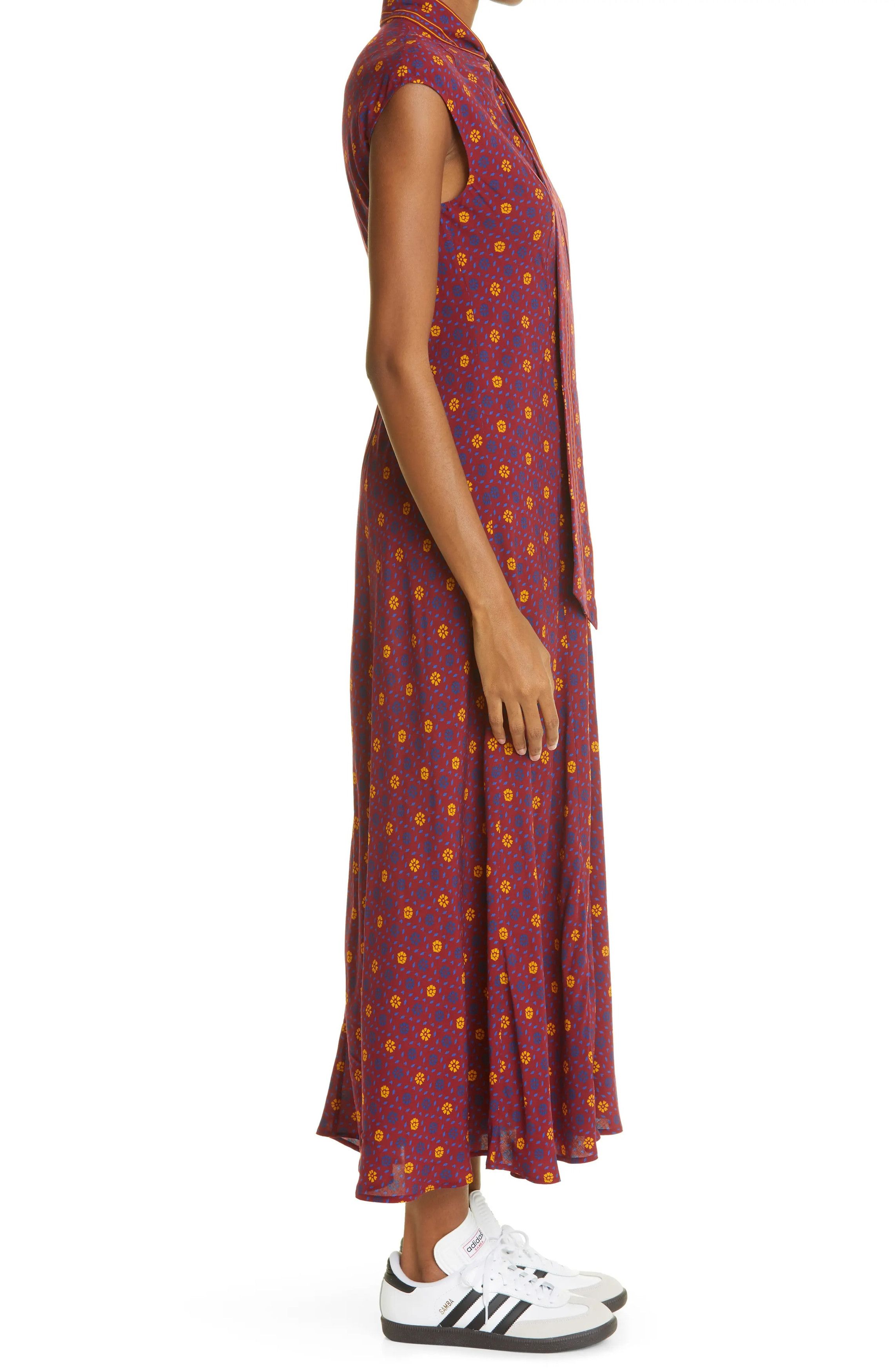 Wales Bonner $1040 Wales Bonner Madras Floral Print Tie-Neck Midi Dress Size XS / US 0-2 / IT 36-38 - 4 Thumbnail