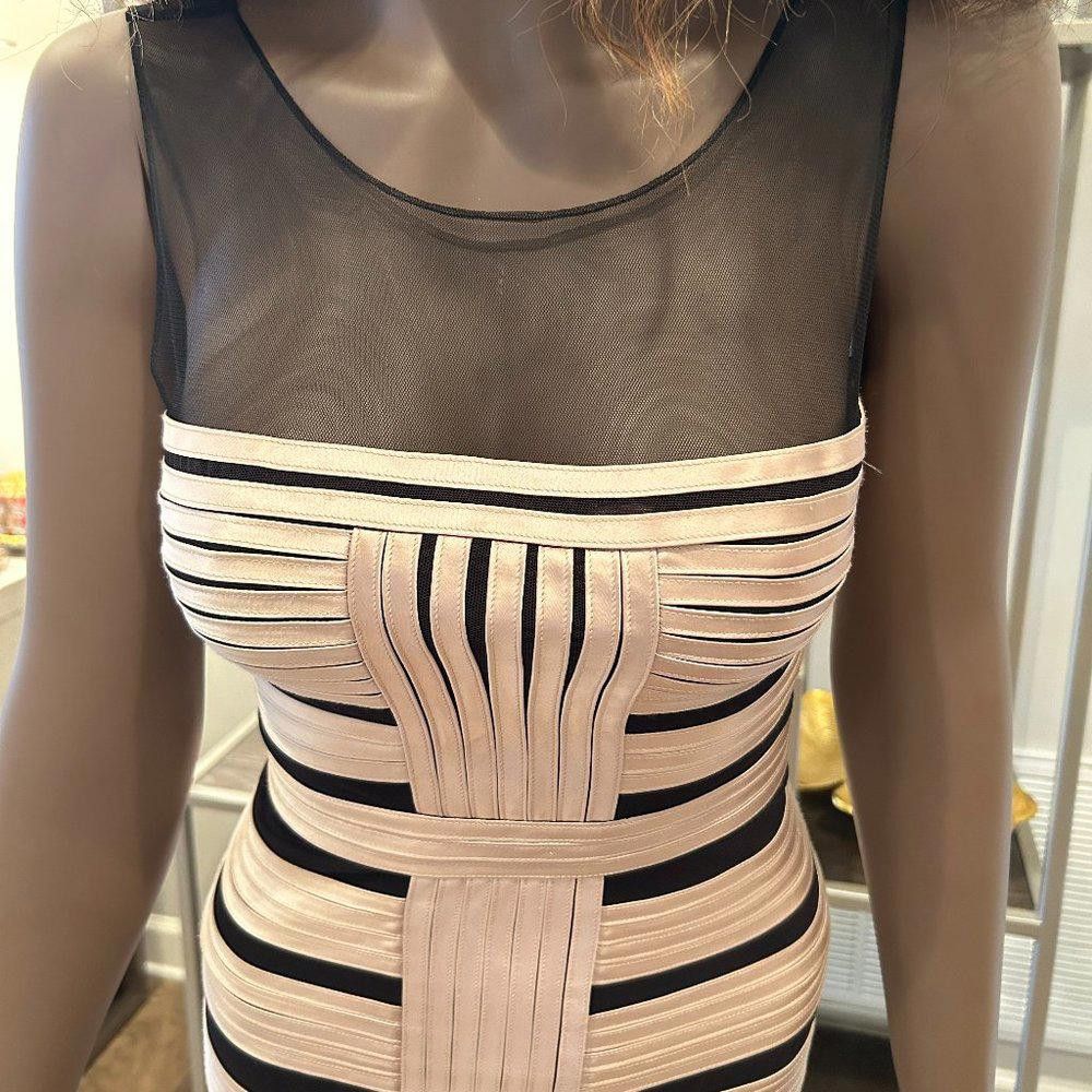Bcbgmaxazria BCBGMaxAzria Champagne Gold Black Mini Dress Size 0 Size XS / US 0-2 / IT 36-38 - 3 Thumbnail