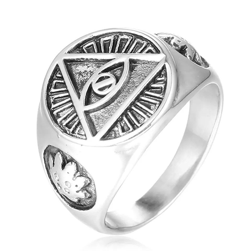 Jewelry Gold and silver Illuminati Triangle Eye Ring size 7 till 13 Size ONE SIZE - 1 Thumbnail
