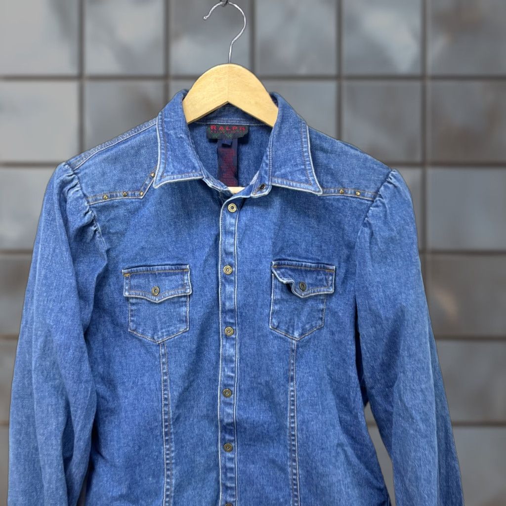 Ralph Lauren VINTAGE Ralph Lauren Denim Jacket Womens L Blue 90s Denim Jacket Snap Size L / US 10 / IT 46 - 1 Thumbnail