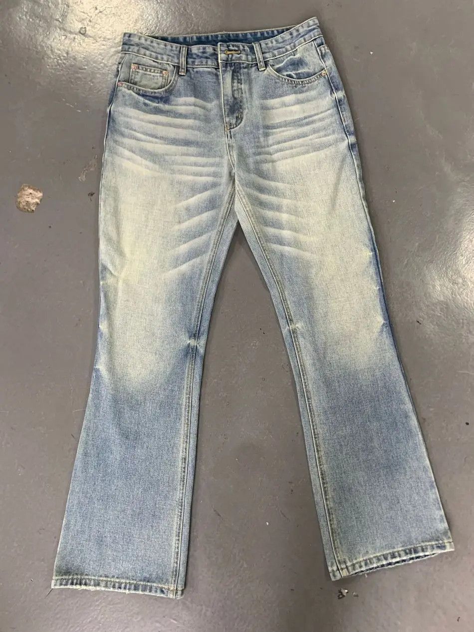 Japanese Brand Retro ice blue cat whisker jeans Size US 32 / EU 48 - 5 Thumbnail