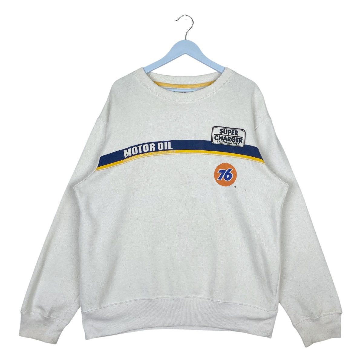 Designer × Vintage 76 Lubricants Sweatshirt White Crewneck Pullover Jumper Size US XL / EU 56 / 4 - 2 Thumbnail