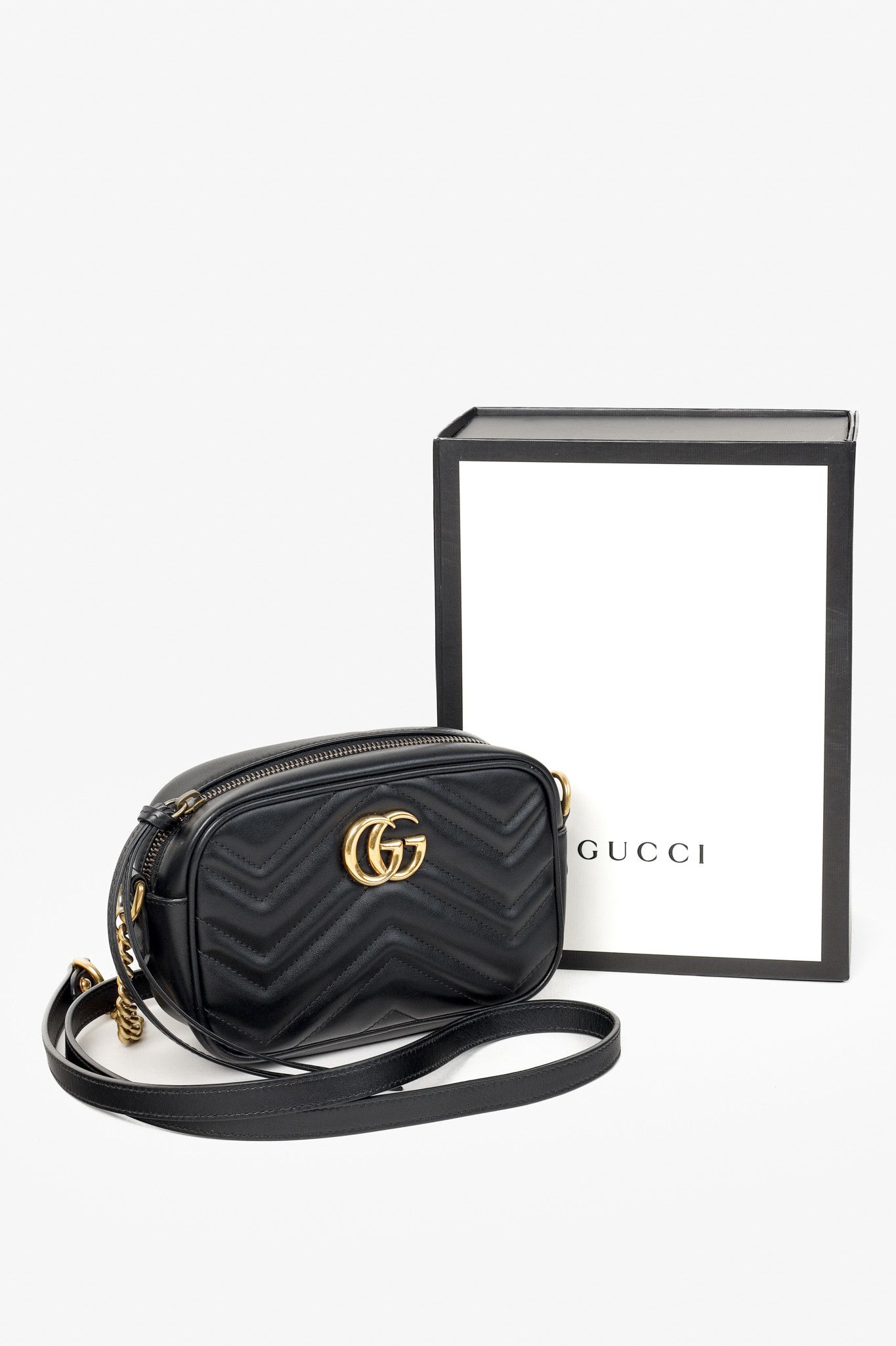 Gucci Gucci GG Marmont Mini Shoulder Leather Bag Black Gold Tone Size ONE SIZE - 14 Thumbnail