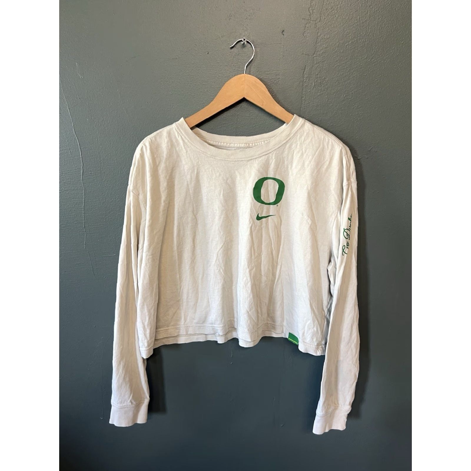 Nike Nike Tee Womens Cropped Shirt Long Sleeve Beige XL Size XL / US 12-14 / IT 48-50 - 2 Thumbnail