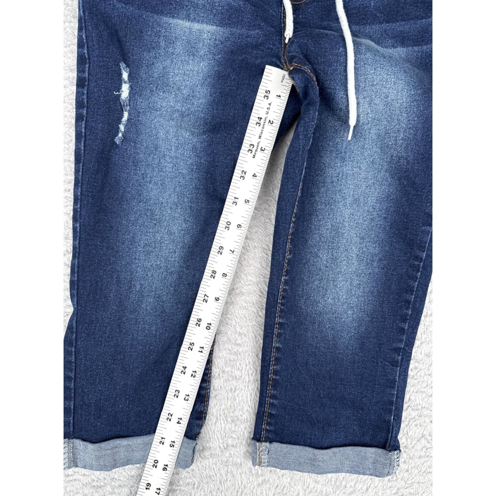 Shein Shein Jeans 27x16 Dark Blue Pull On Jogger Denim Pants Distressed Girls Size 27" / US 4 / IT 40 - 7 Thumbnail