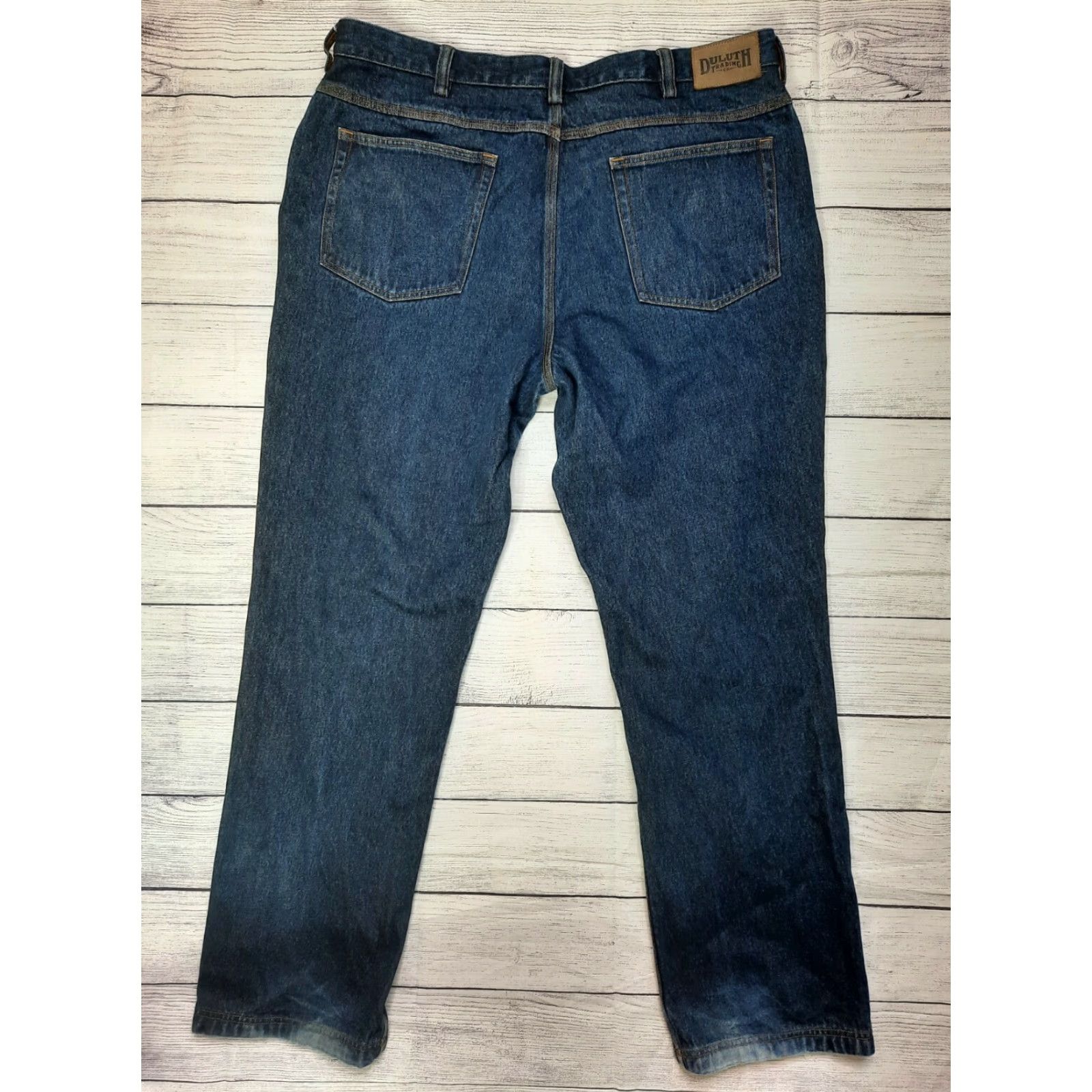 CO Duluth Trading Co Men Jeans Denim Blue Dark Wash Straight Size US 41 - 7 Thumbnail