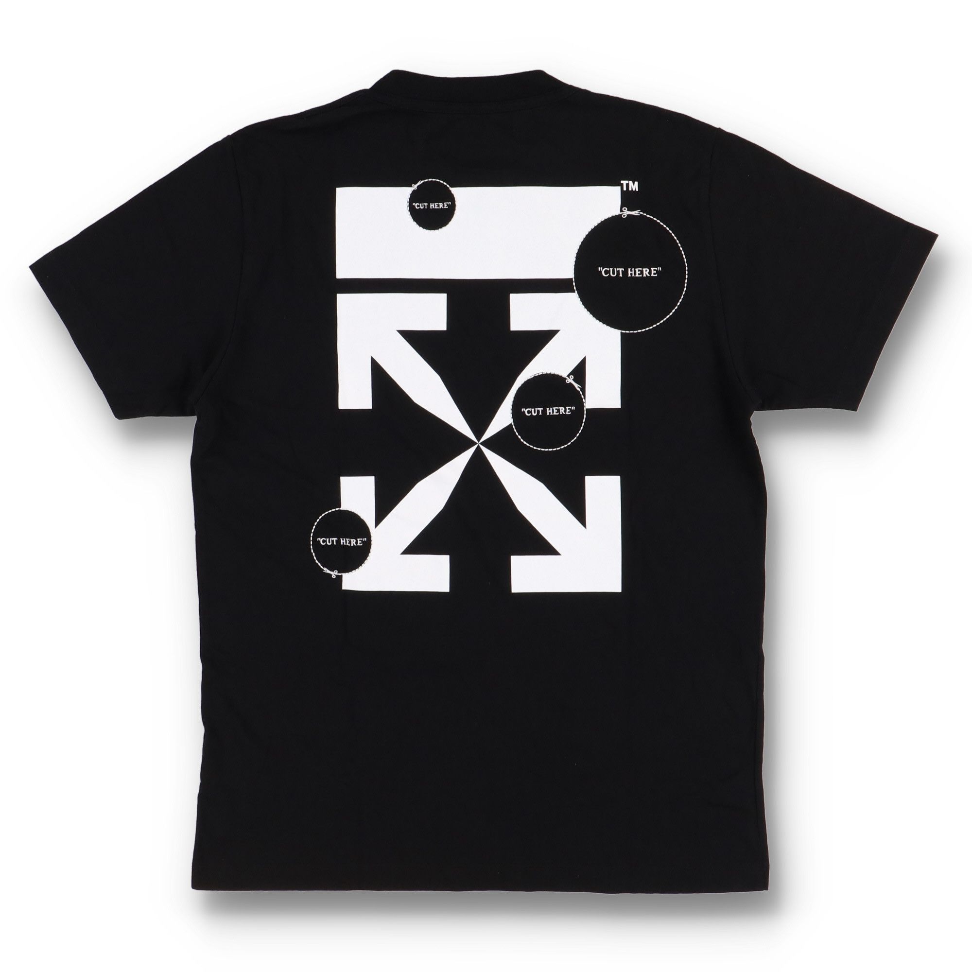 Off-White Black Cut Here Logo Arrows T-Shirt Size L / US 10 / IT 46 - 1 Thumbnail