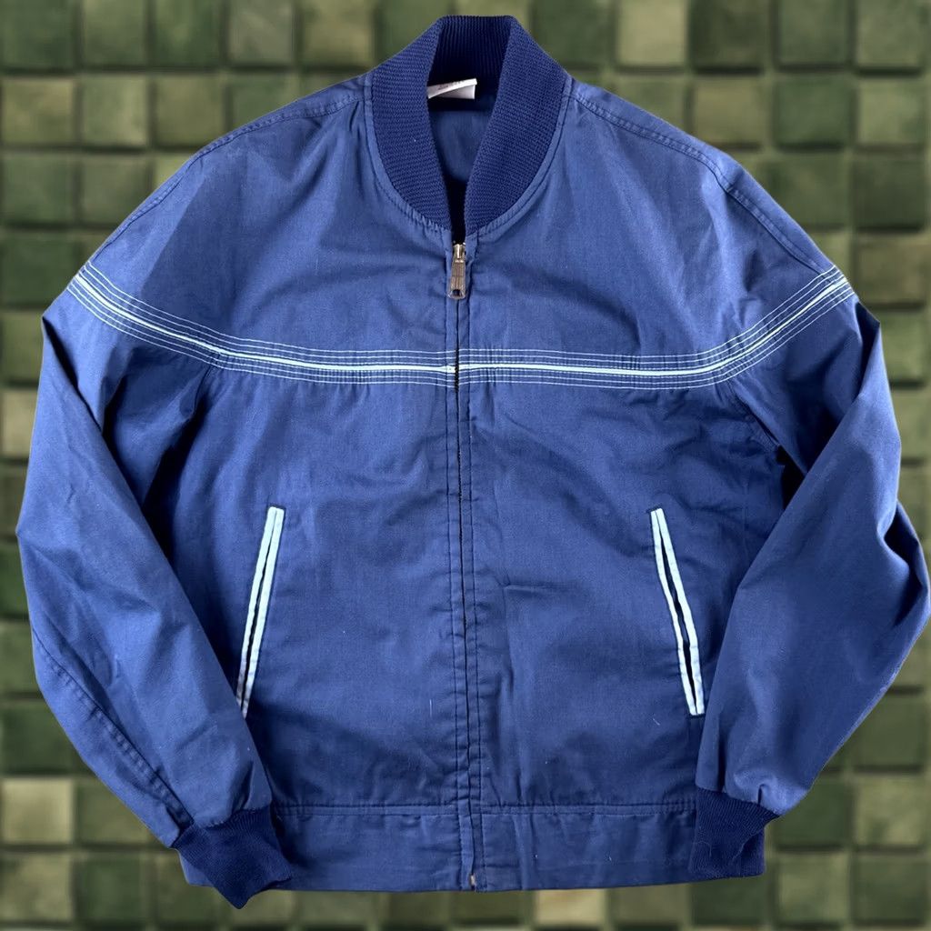 Vintage VINTAGE 70s Blue Bomber Jacket Mens M USA Made Zip Workwear Lightweight Coat Size US M / EU 48-50 / 2 - 1 Thumbnail